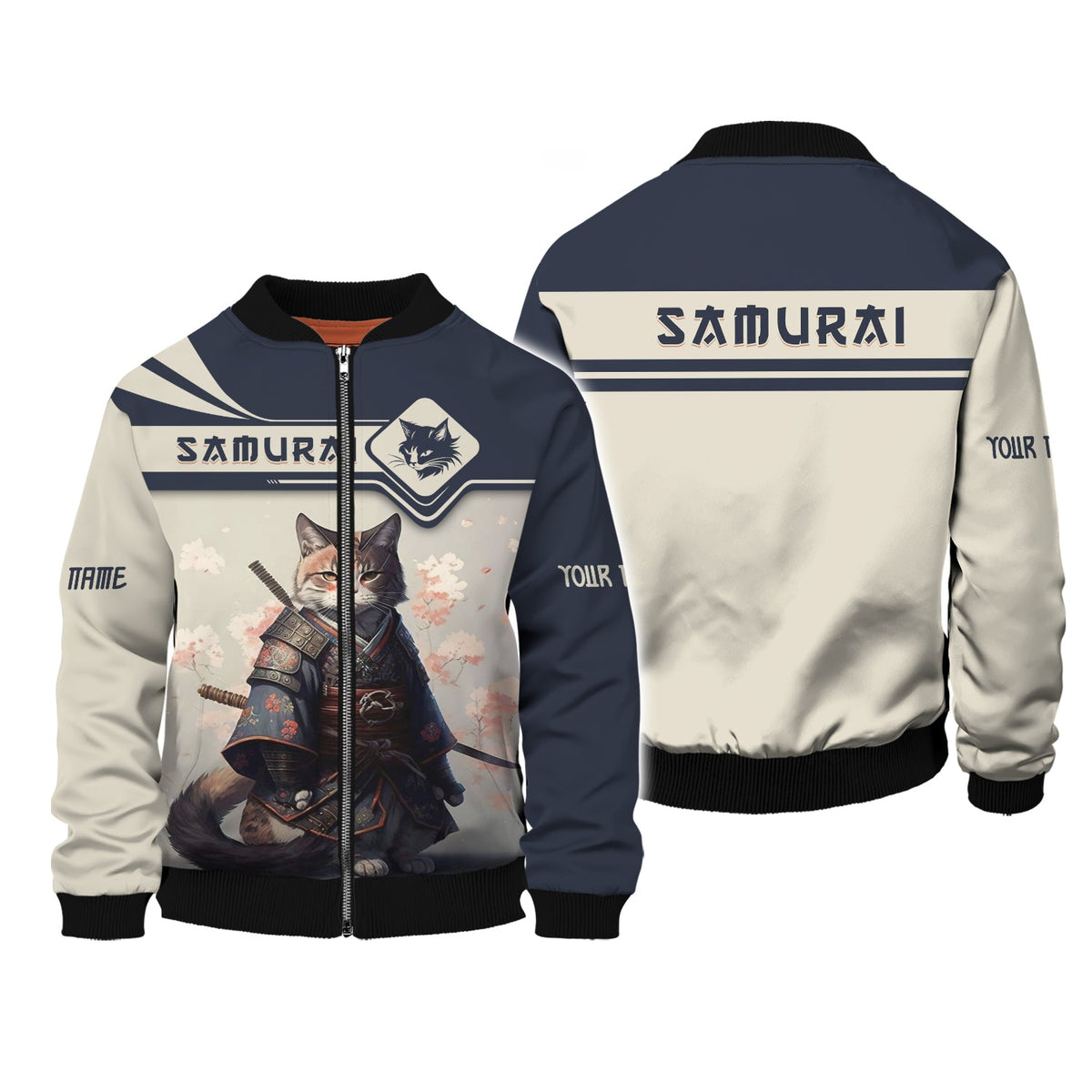 Blisscorners Cat Samurai Custom T- Shirts Cat Samurai With Cherry Blossom 3D Shirt Gift For Samurai Lover