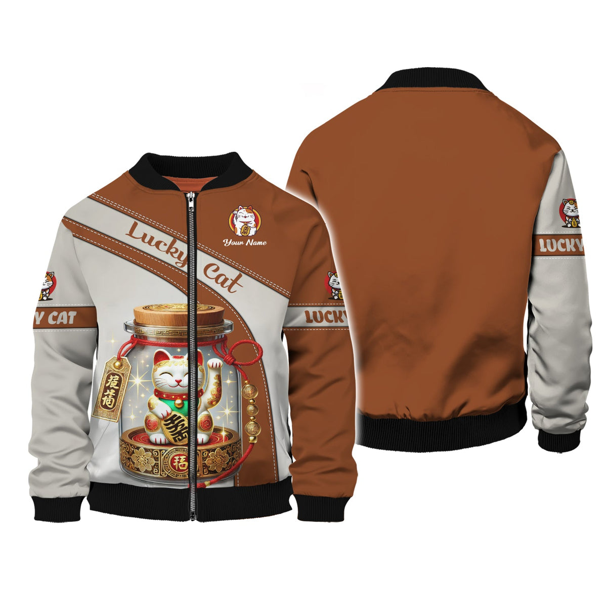 Blisscorners 3D Full Print Lucky Cat T-Shirt Personalized Name Gift For Cat Lovers