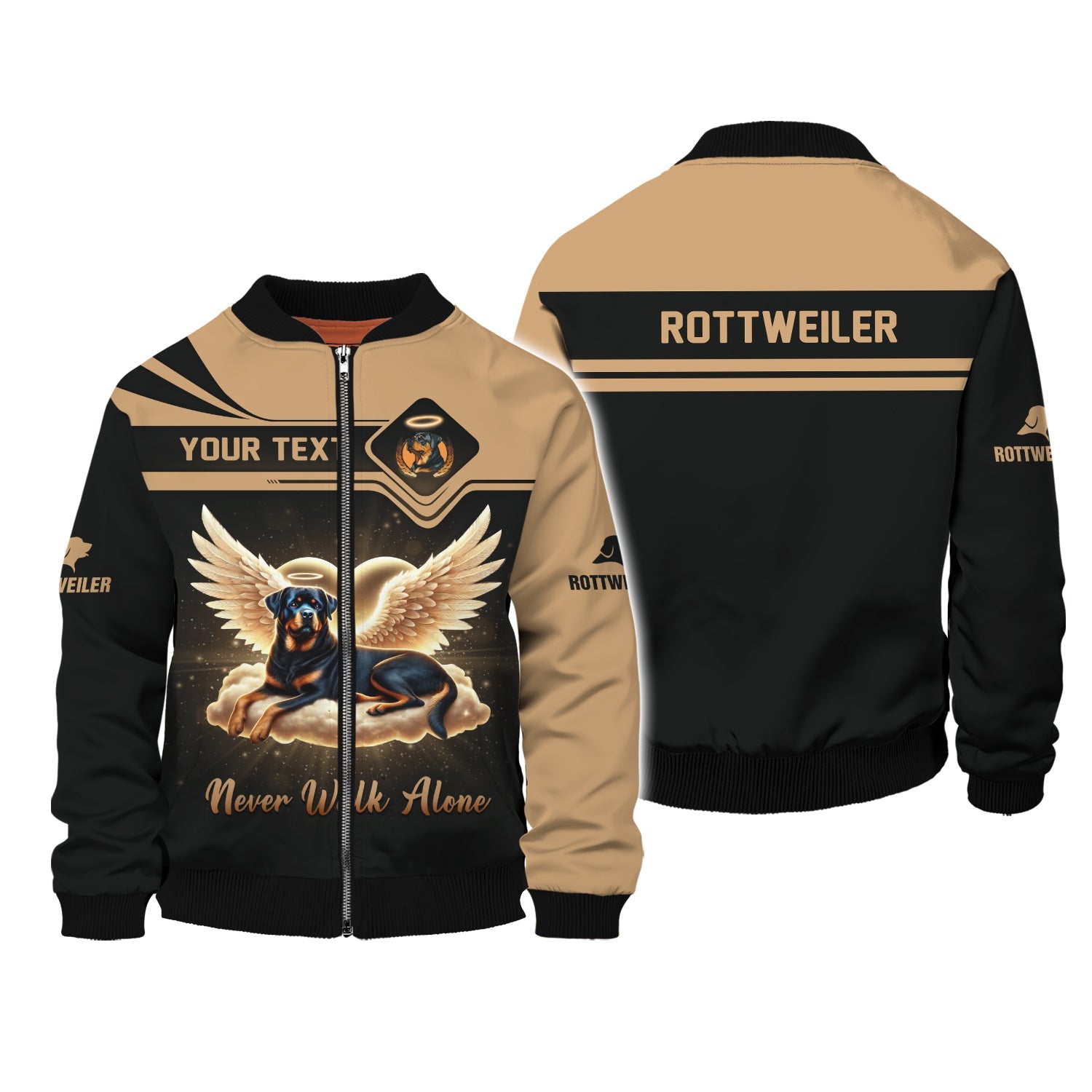Blisscorners Custom Rottweiler Angel T-Shirt Never Walk Alone Inspirational Personalized Name Gift For Dog Lovers