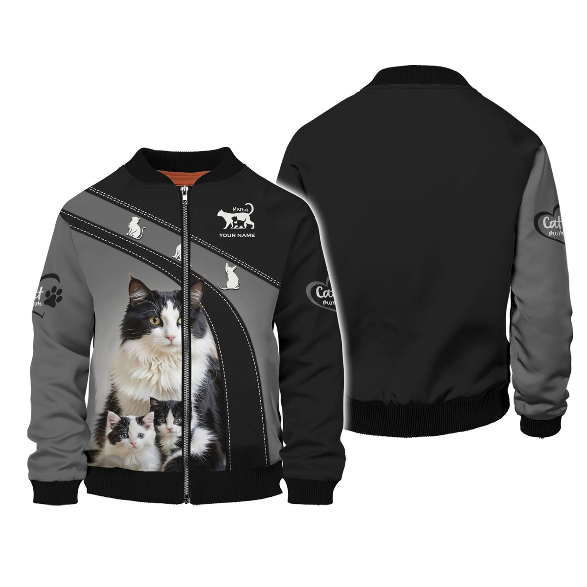 Blisscorners 3D Full Print Cat Mom T-Shirts Personalized Name Gift For Cat Lovers