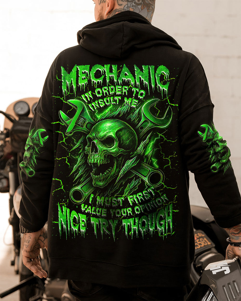 BLISSCORNERS MECHANIC IN ORDER TO INSULT ME SKULL ALL OVER PRINT