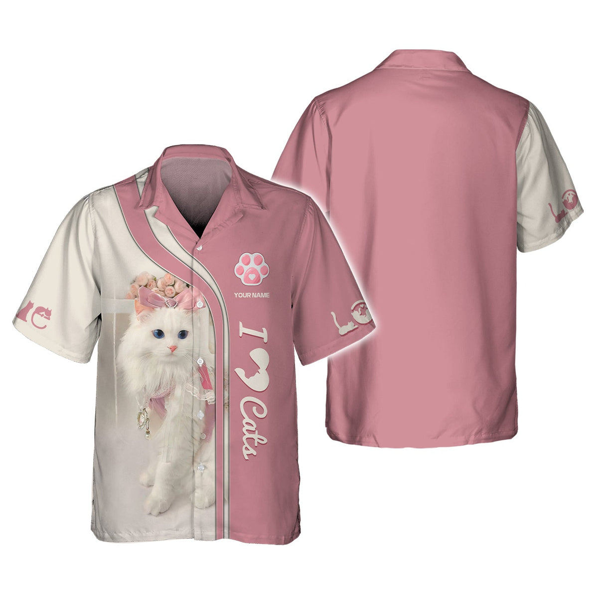 Blisscorners 3D Full Print Cute Cat Shirt Personalized Name Gift For Cats Lovers