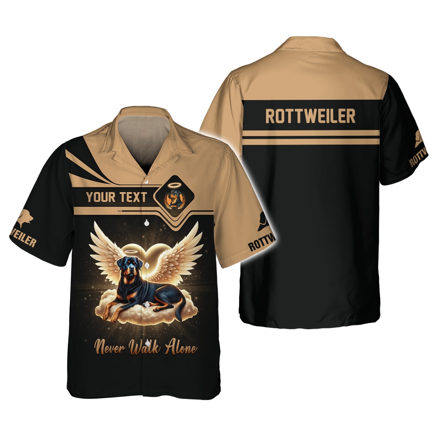 Blisscorners Custom Rottweiler Angel T-Shirt Never Walk Alone Inspirational Personalized Name Gift For Dog Lovers
