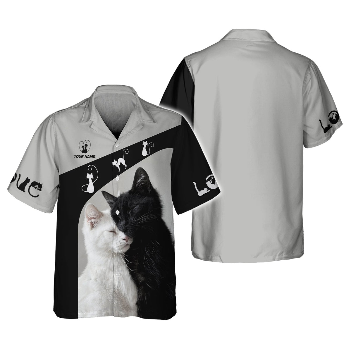 Blisscorners Cat Custom Name 3D Shirt Black With White Cat Gift For Cat Lovers