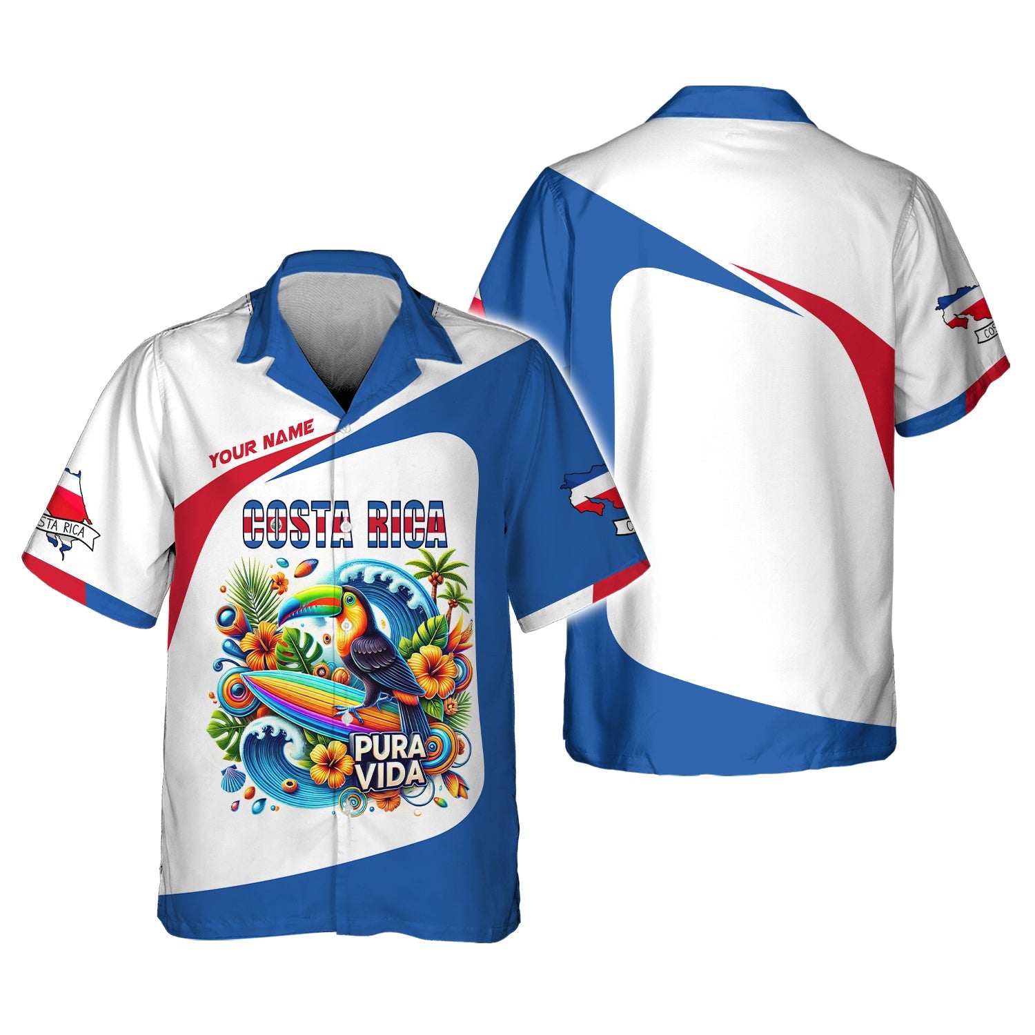 Blisscorners Costa Rica 3D T-Shirt Personalized Name Pura Vida Shirt Gift For Costa Rica Lovers