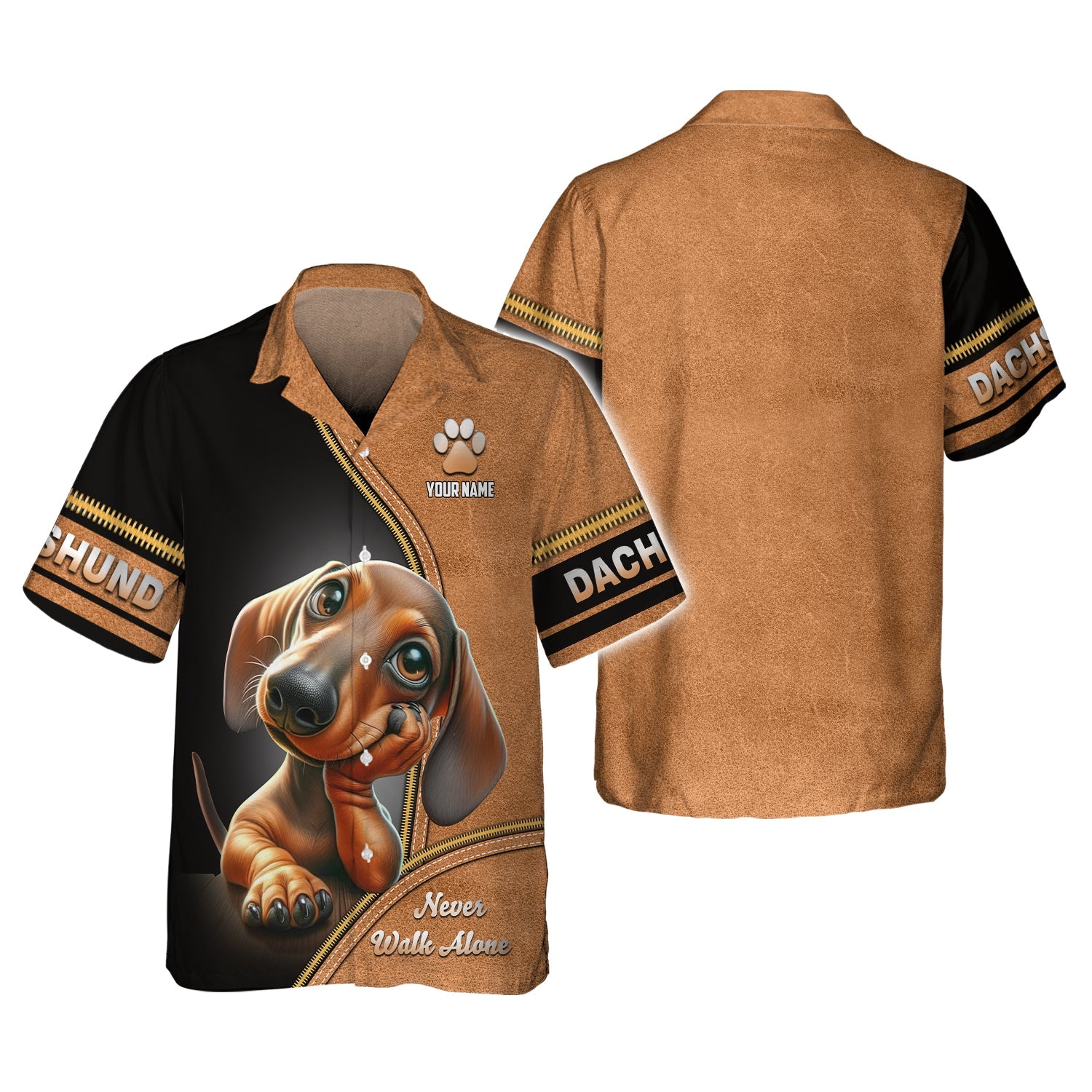 Blisscorners Customizable Dachshund Never Walk Alone 3D Shirt Personalized Name Gift For Dog Lovers
