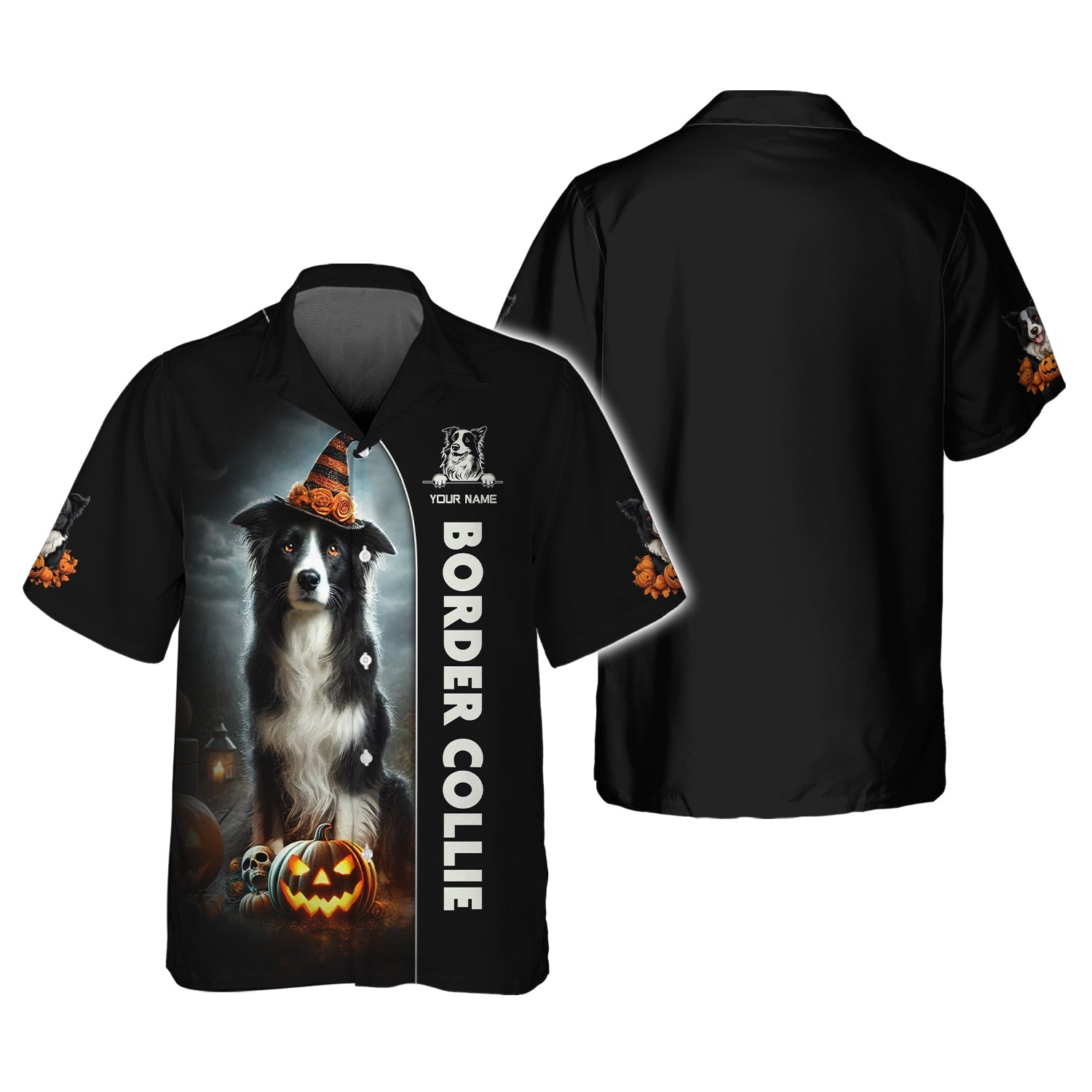 Blisscorners Border Collie Custom Name 3D Shirt Happy Halloween Gift For Dog Lovers