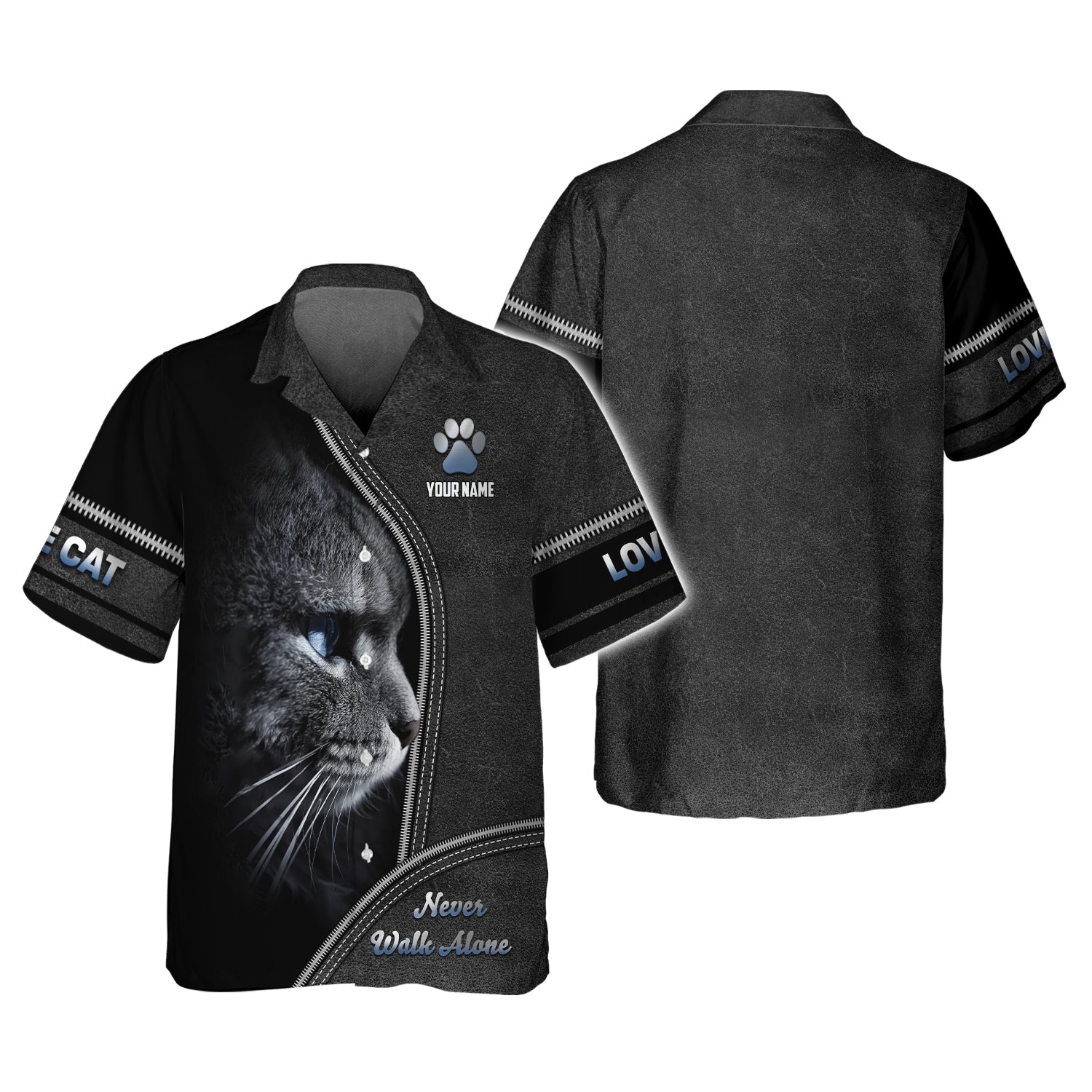 Blisscorners Custom Cat Love 3D Shirt Never Walk Alone Personalized Name Gift For Cat Lover