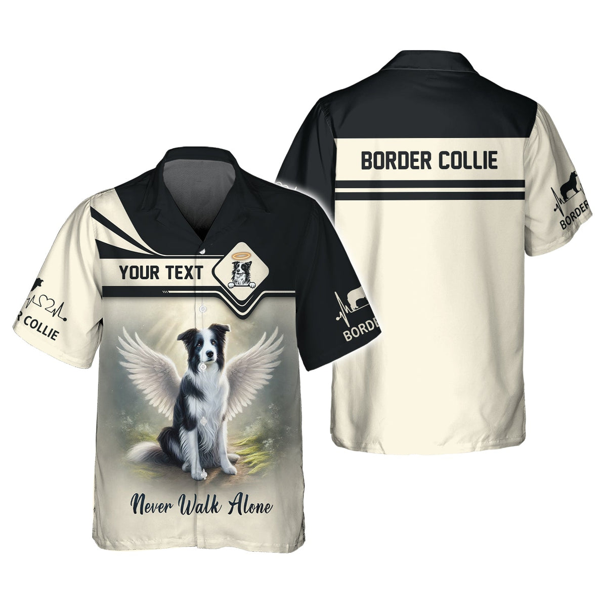 Blisscorners Border Collie Custom Name 3D Shirt Never Walk Alone Gift For Dog Lovers