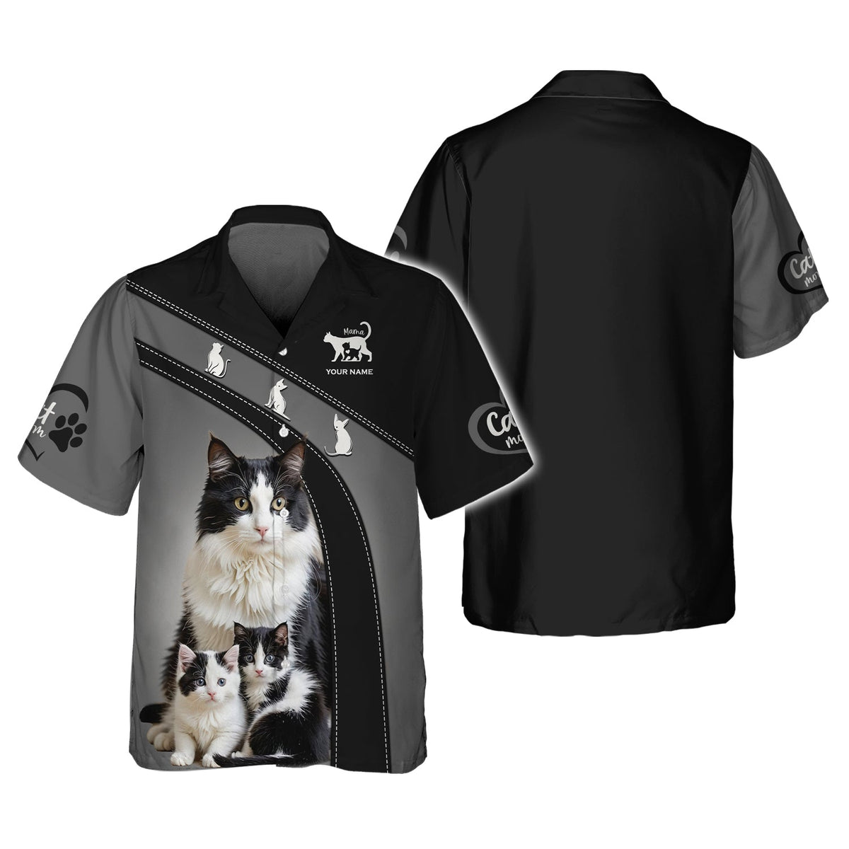 Blisscorners 3D Full Print Cat Mom T-Shirts Personalized Name Gift For Cat Lovers