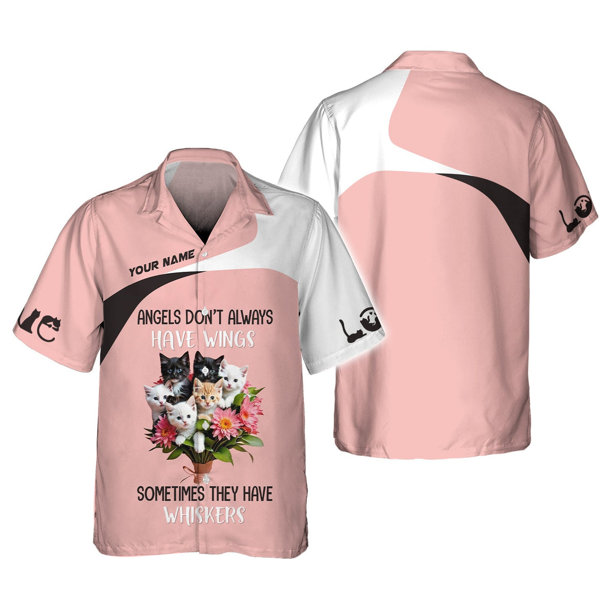 Blisscorners Cat Custom Name 3D Shirt Angels Dont't Always Have Wings Sometimes They Have Whiskers Gift For Cat Lovers