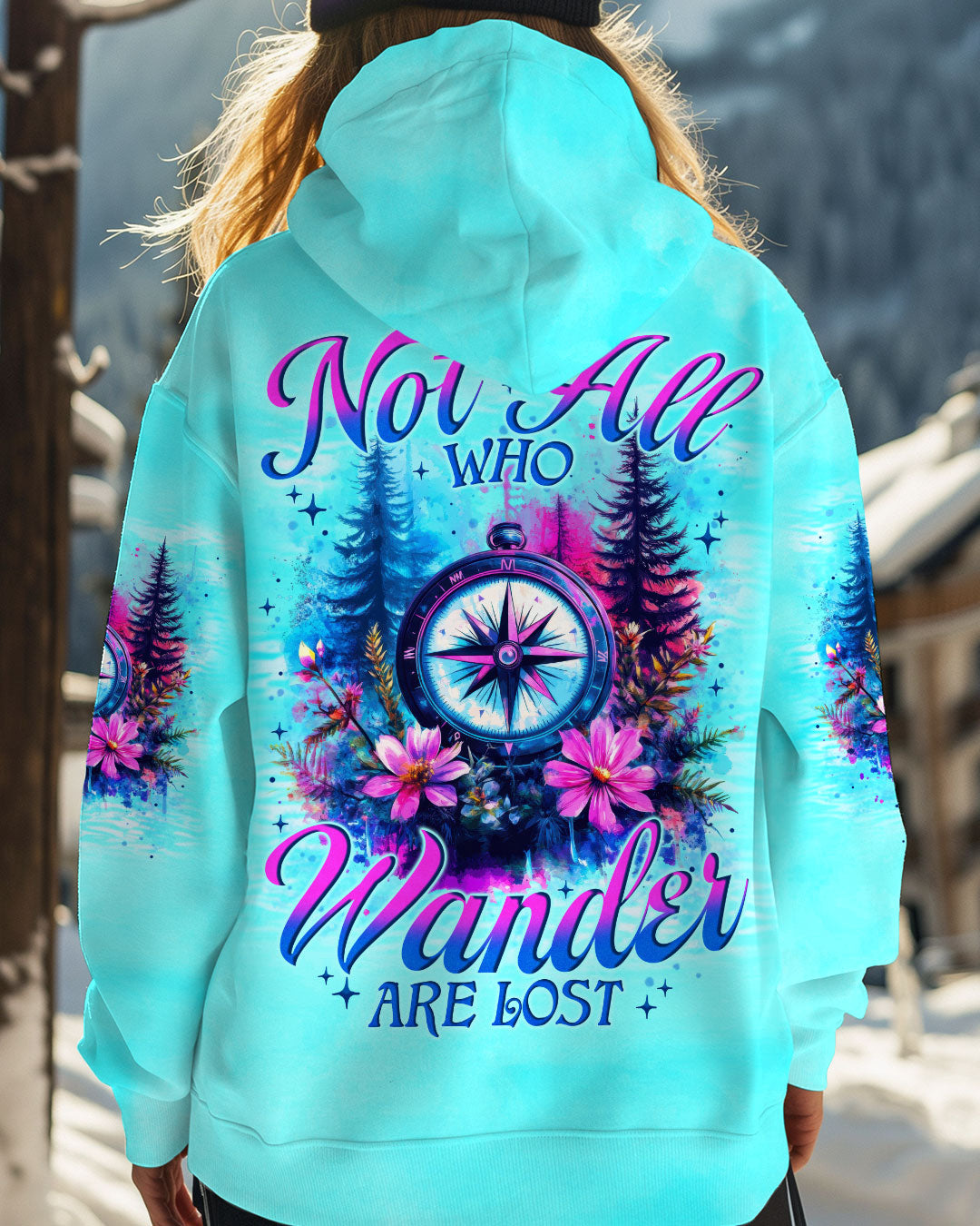 BLISSCORNERS NOT ALL WHO WANDER ARE LOST COMPASS ALL OVER PRINT