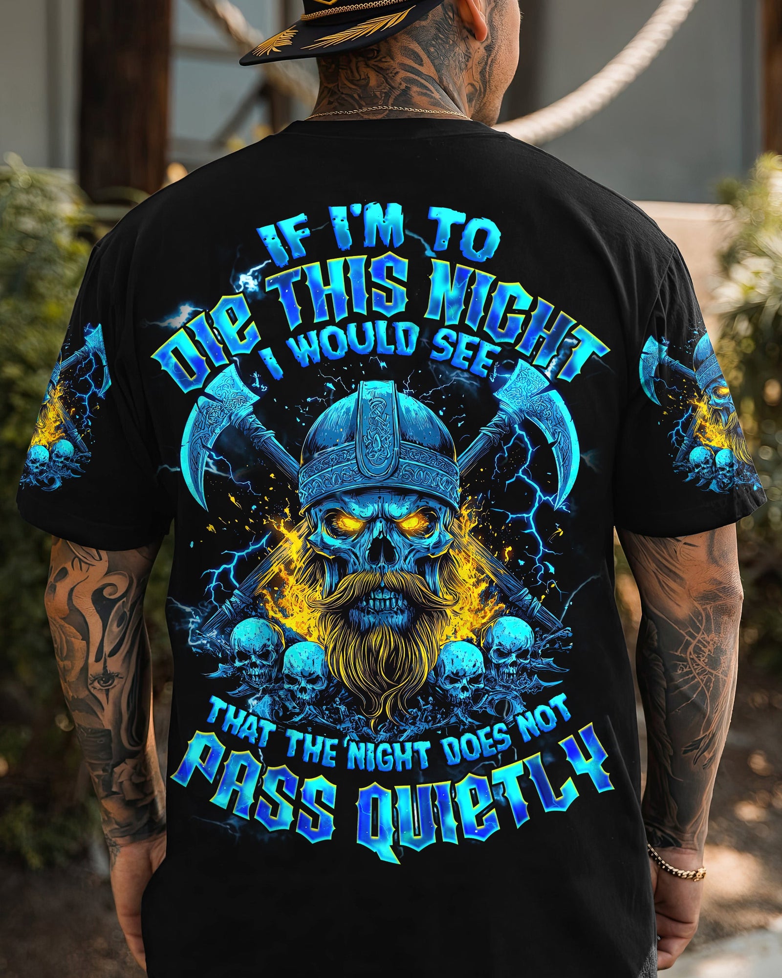 BLISSCORNERS IF I AM TO DIE THIS NIGHT VIKING SKULL ALL OVER PRINT