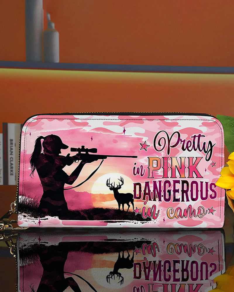 BLISSCORNERS PRETTY IN PINK HUNTING ZIPPER LEATHER WALLET