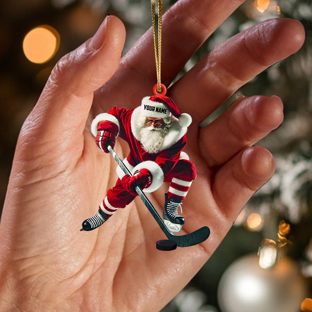 Blisscorners Hockey Santa Pose Christmas Ornament, Personalized Ornament2D Flat LM2211