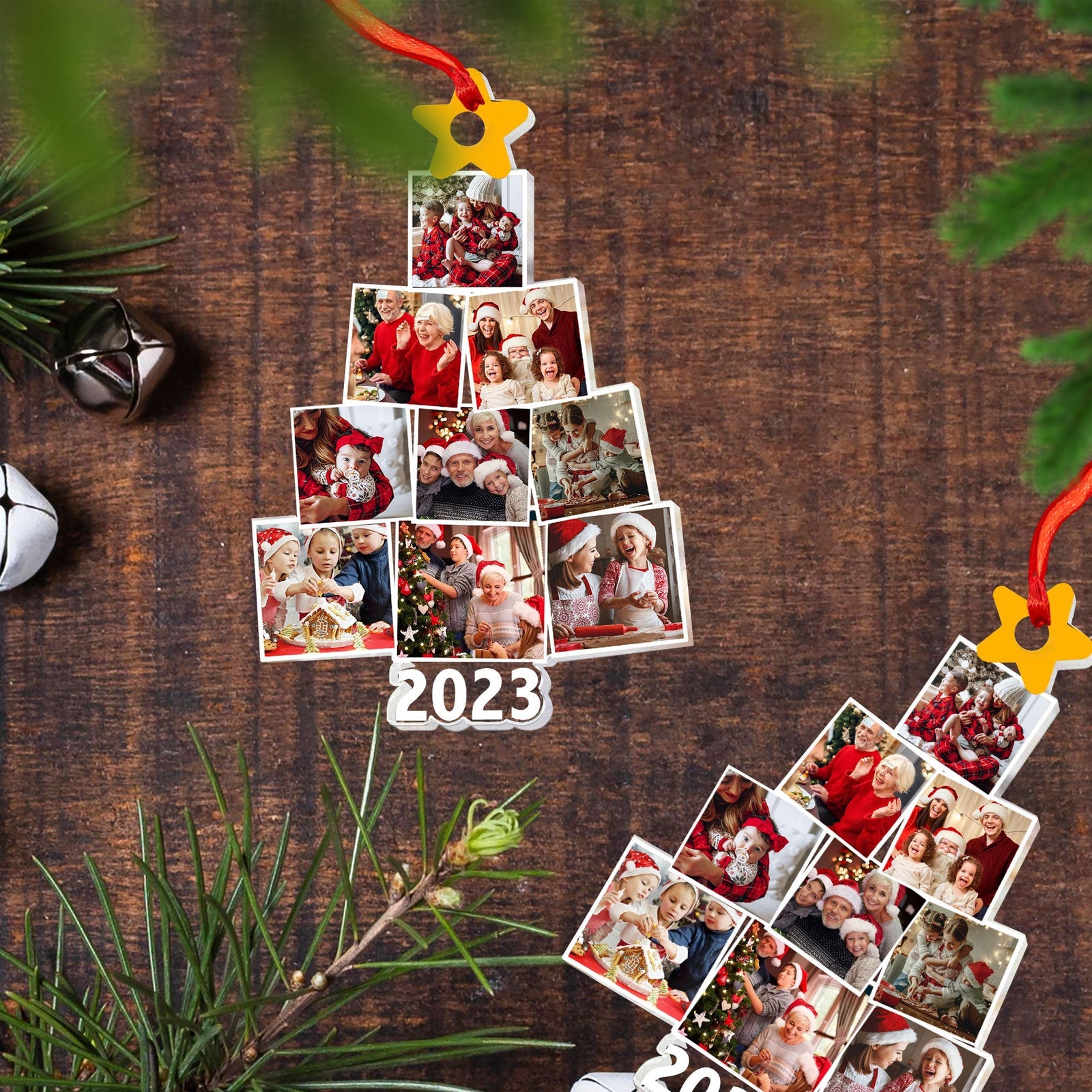 Blisscorners Custom Photo And Name, Personalized Acrylic Ornament - Christmas Family - Christmas Gift For Family2D Flat LM2111