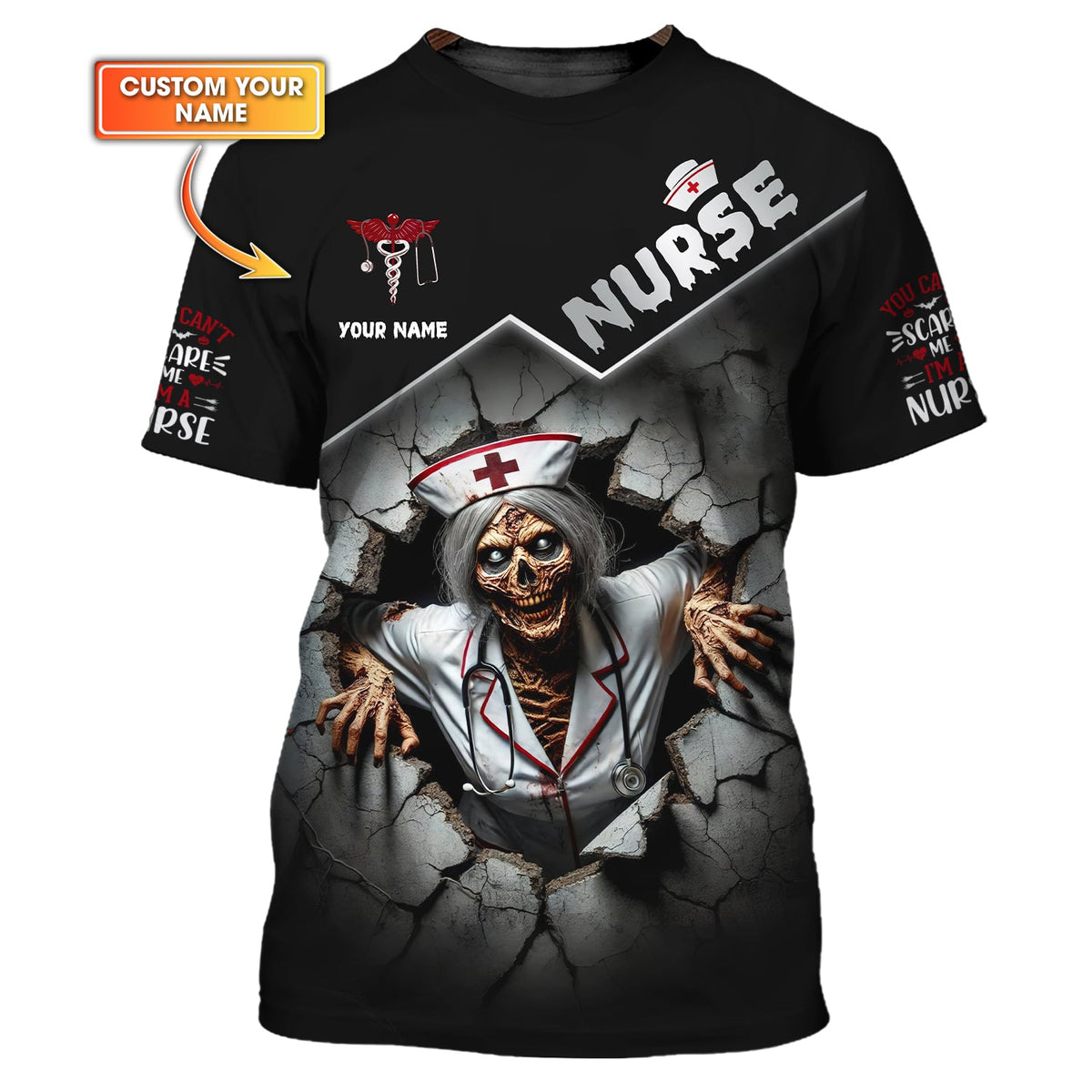 Blisscorners 3D Full Print Nurse Halloween T-Shirts Personalized Name Gift For Nurse Lovers