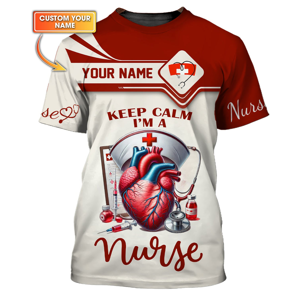 Blisscorners Nurse Custom T-Shirts Keep Calm I'm A Nurse 3D Full Print 3D Shirt Gift For Nurse Lovers