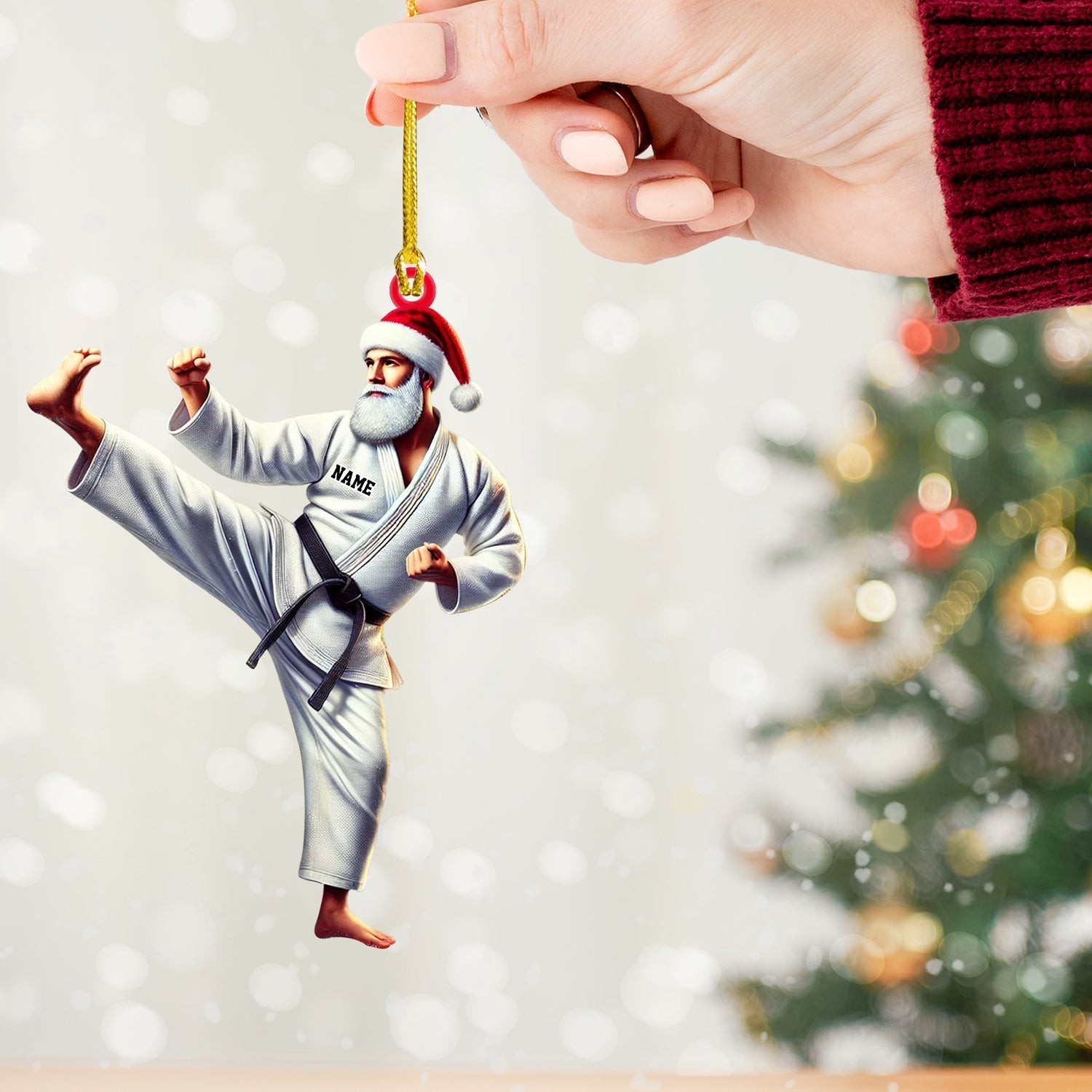 Blisscorners Karate Santa Ornament, Personalized Ornament2D Flat LM2211