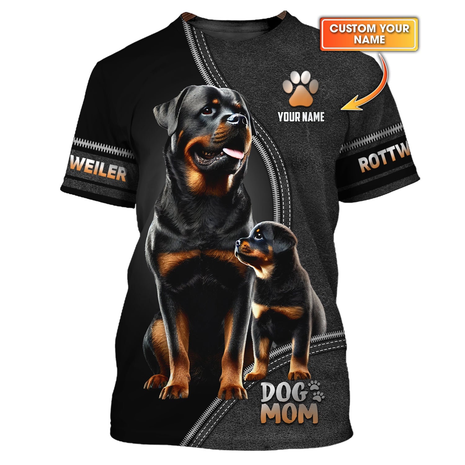 Blisscorners Rottweiler Custom Name T-Shirts Dog Mom 3D Shirt Gift For Dog Lovers
