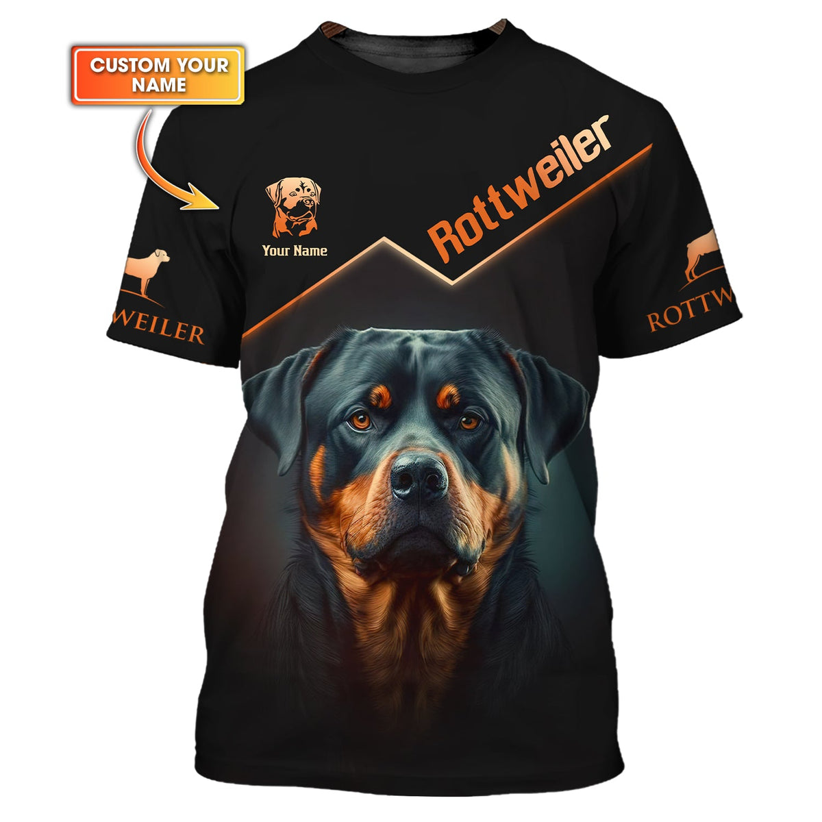 Blisscorners 3D Full Print Brave Rottweiler T-Shirts Personalized Name Gift For Rottweiler Lovers