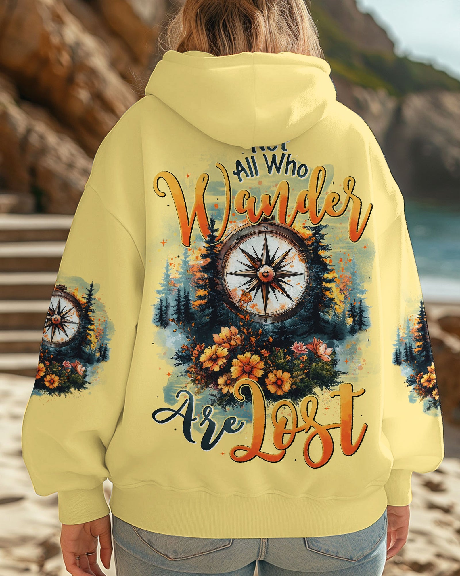 BLISSCORNERS NOT ALL WHO WANDER ARE LOST COMPASS ALL OVER PRINT