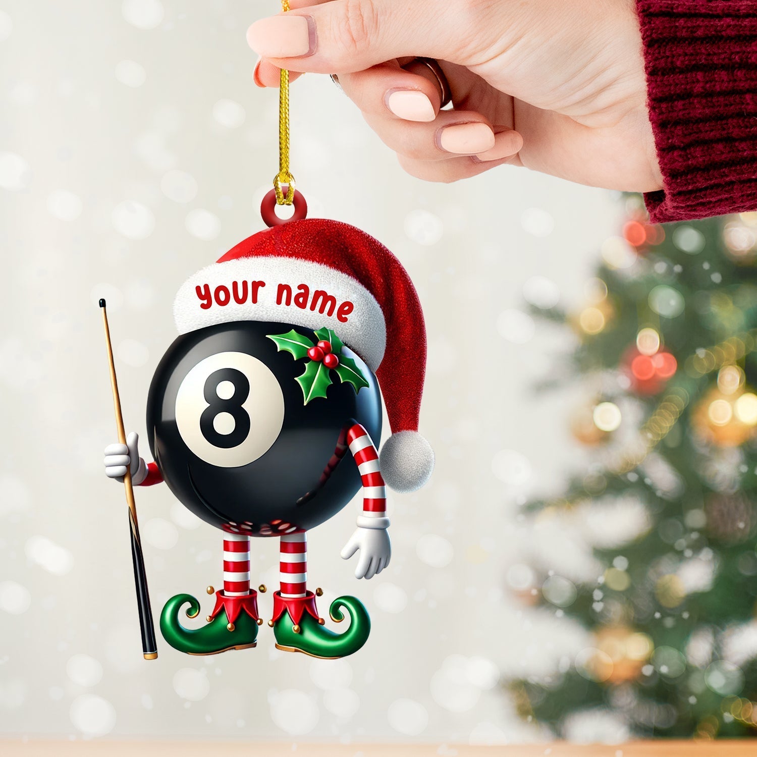 Blisscorners Billiard Santa Ball Christmas Ornament, Personalized Ornament2D Flat LM2211