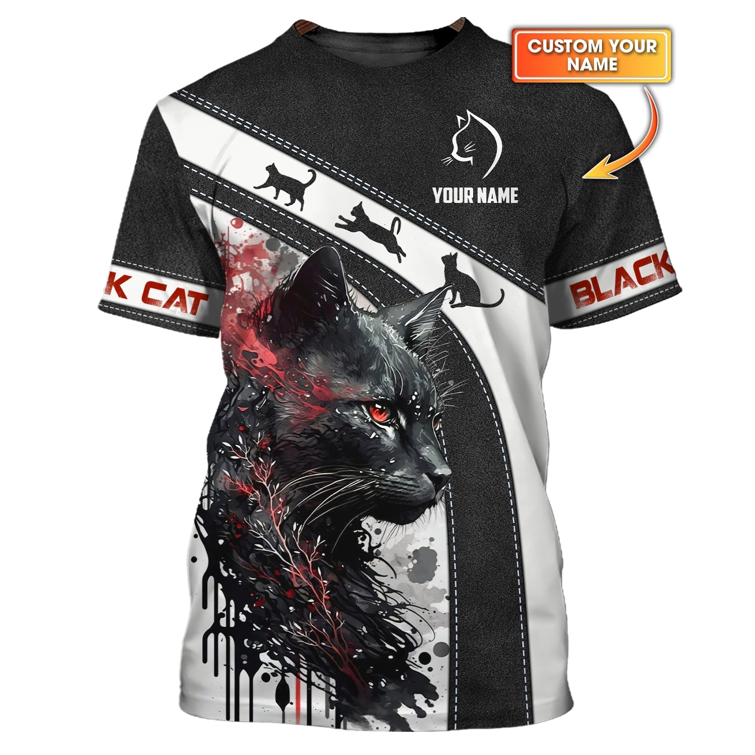 Blisscorners Mysterious Black Cat Custom T-Shirt Black Cat 3D Shirt Gift For Cat Lovers