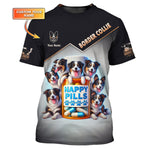 Blisscorners Border Collie Custom Name 3D Shirt Happy Pills Border Collie Gift For Dog Lovers