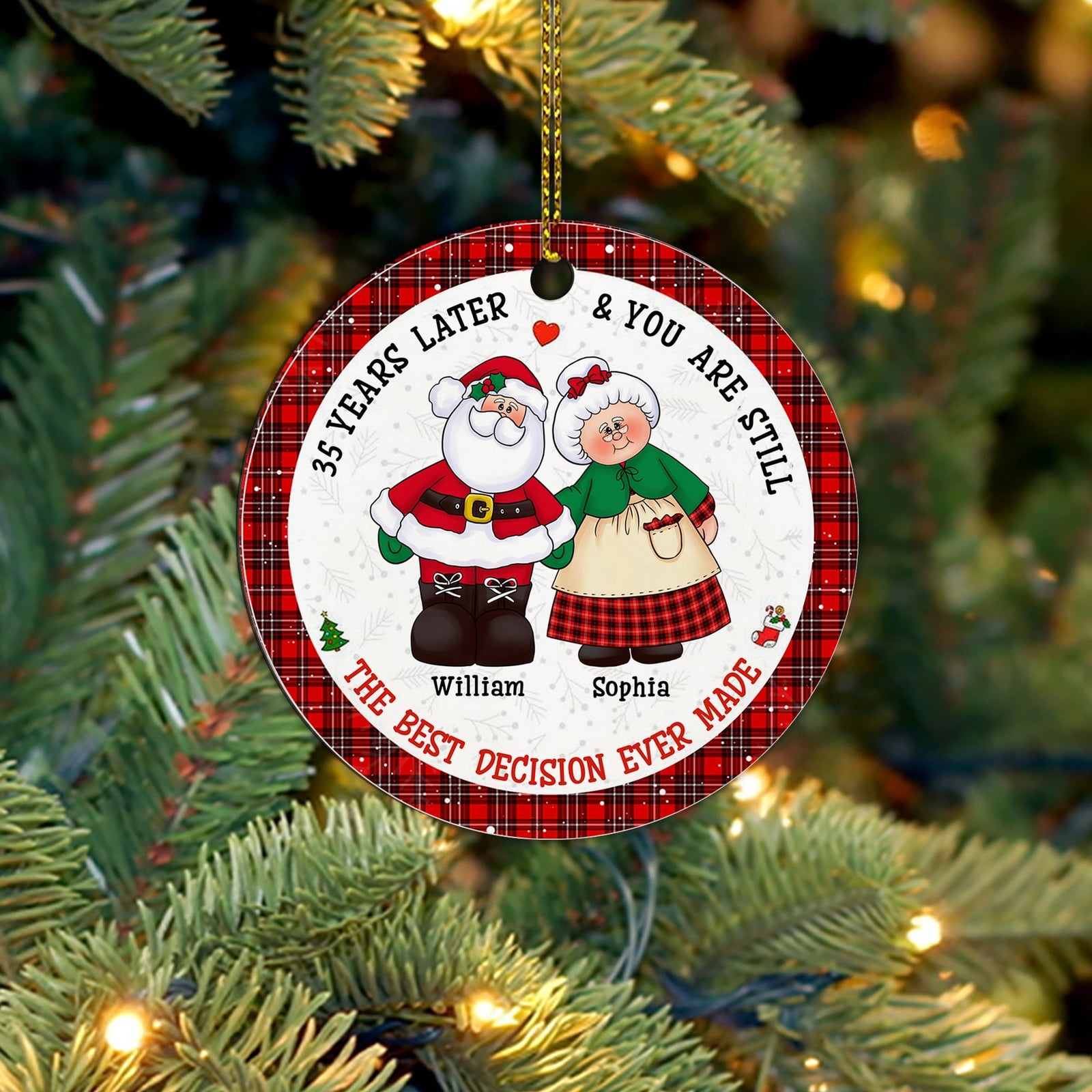 Blisscorners The Best Decision I Ever Made - Personalized Custom Shaped Wooden Ornament - Gift For family, Couple Gift2D Flat LM2111