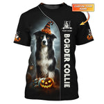 Blisscorners Border Collie Custom Name 3D Shirt Happy Halloween Gift For Dog Lovers