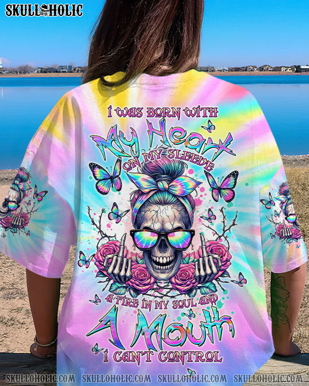 BLISSCORNERS A MOUTH I CAN'T CONTROL MESSY BUN SKULL ALL OVER PRINT