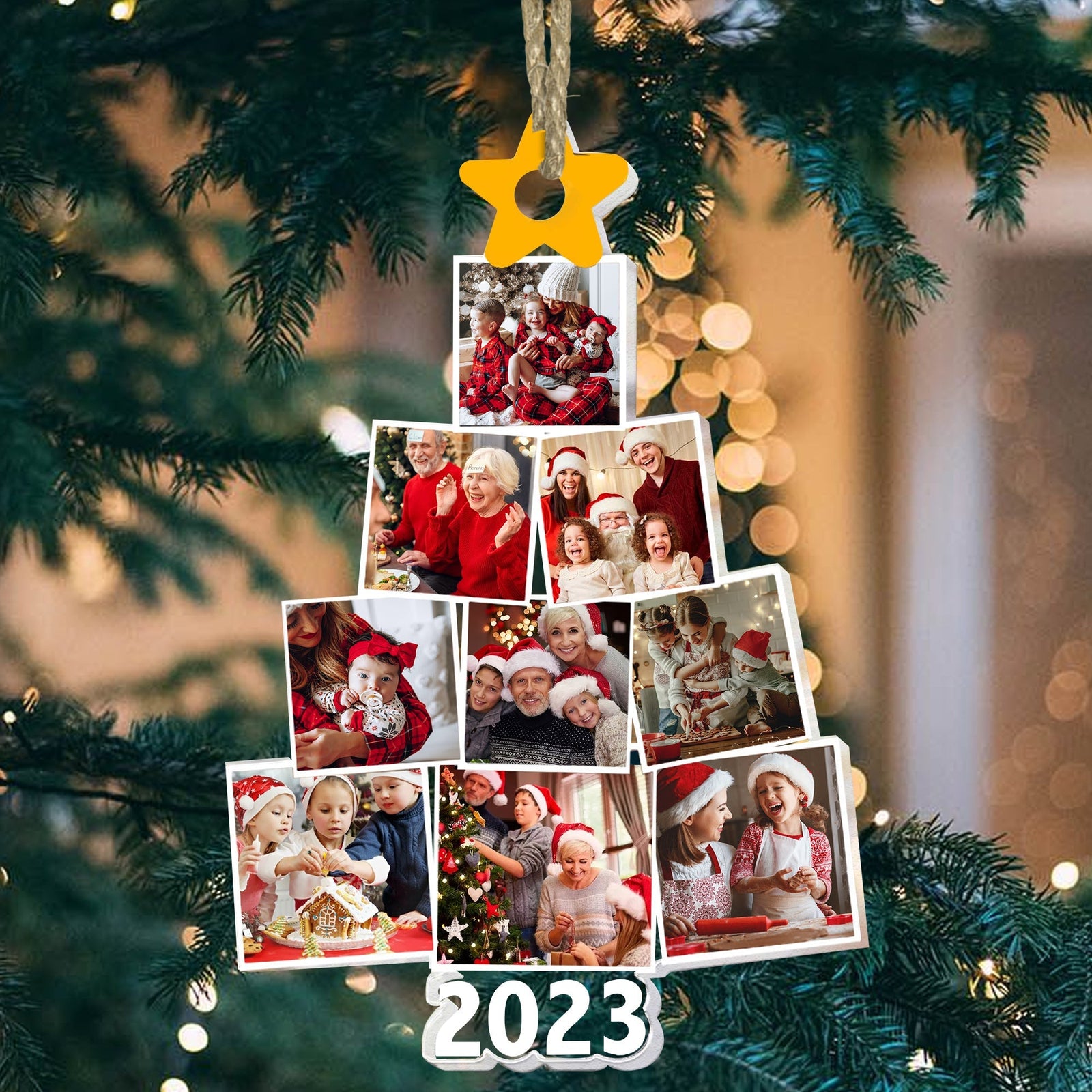 Blisscorners Custom Photo And Name, Personalized Acrylic Ornament - Christmas Family - Christmas Gift For Family2D Flat LM2111