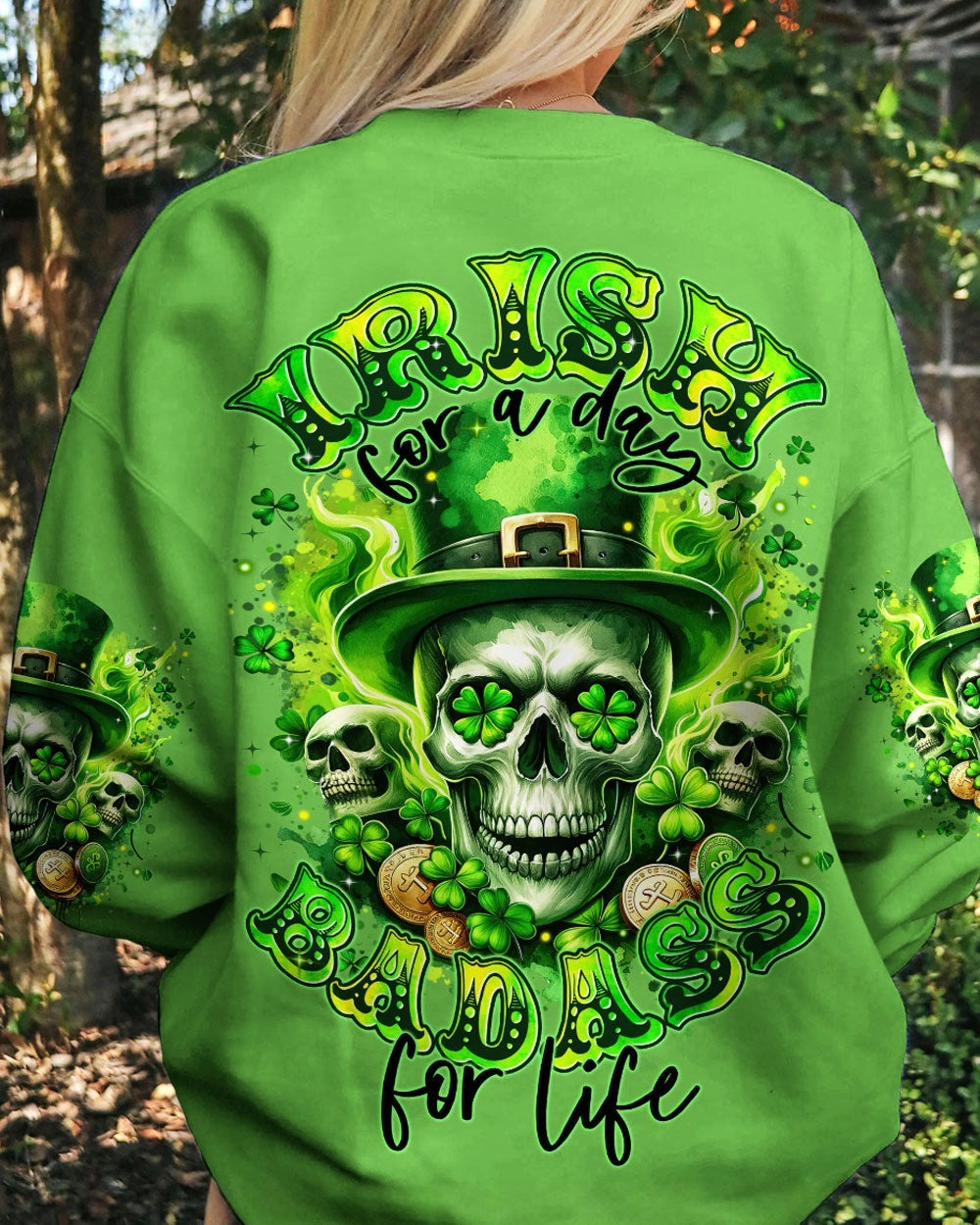 BLISSCORNERS IRISH FOR A DAY SKULL PATRICK'S DAY ALL OVER PRINT