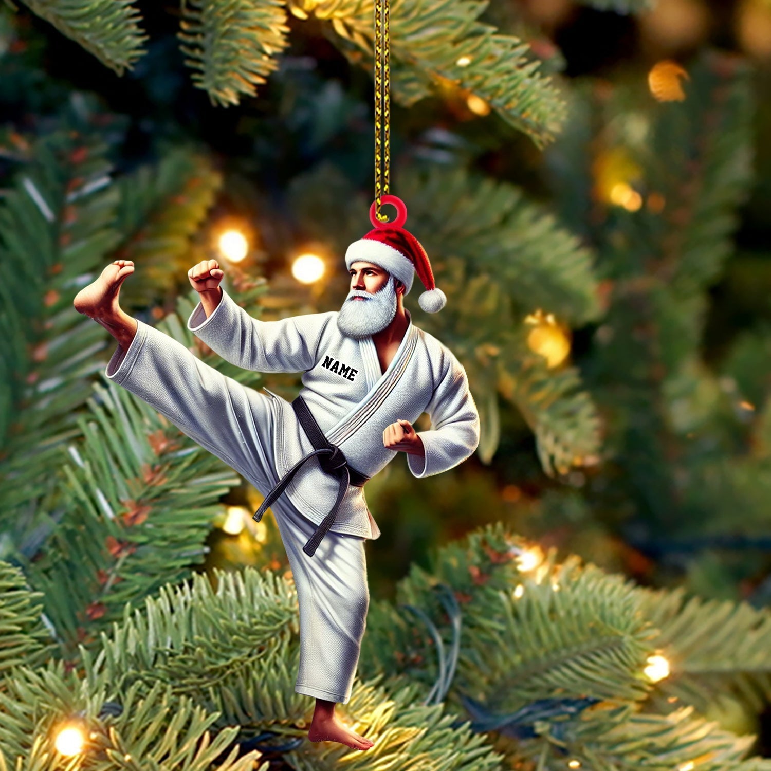 Blisscorners Karate Santa Ornament, Personalized Ornament2D Flat LM2211