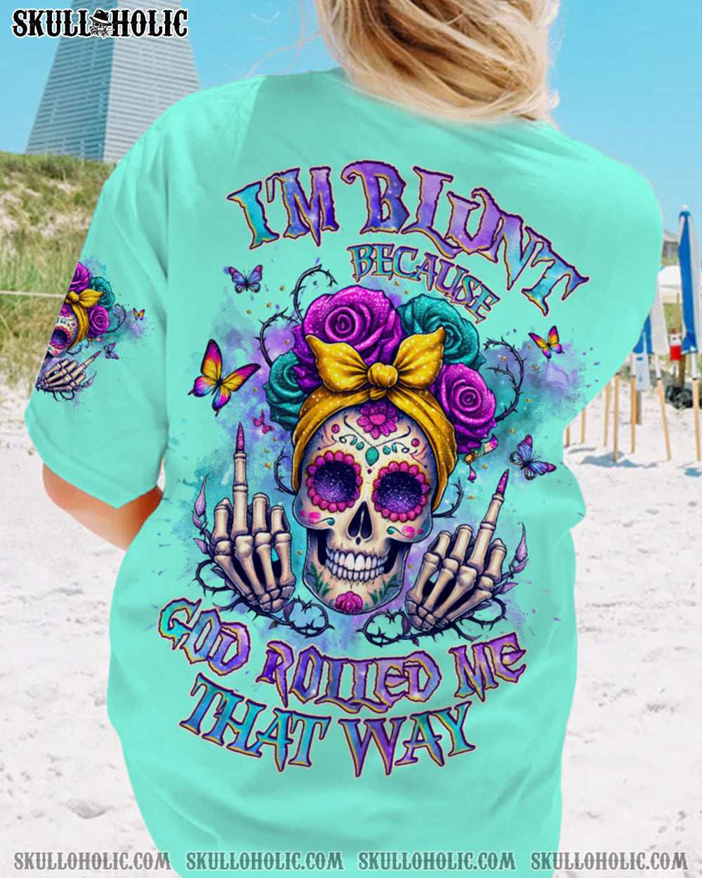 BLISSCORNERS HOT MESS MOM SKULL MESSY BUN ALL OVER PRINT