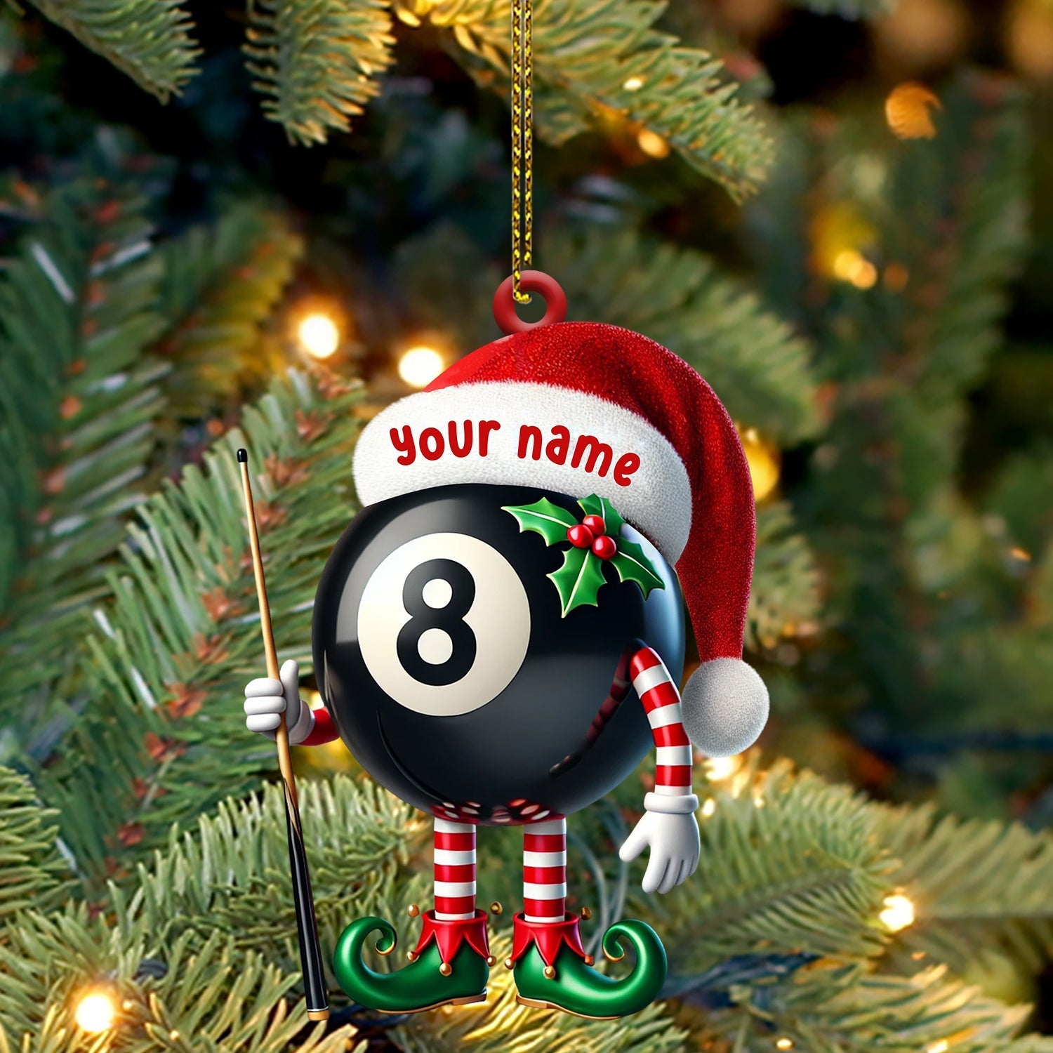 Blisscorners Billiard Santa Ball Christmas Ornament, Personalized Ornament2D Flat LM2211