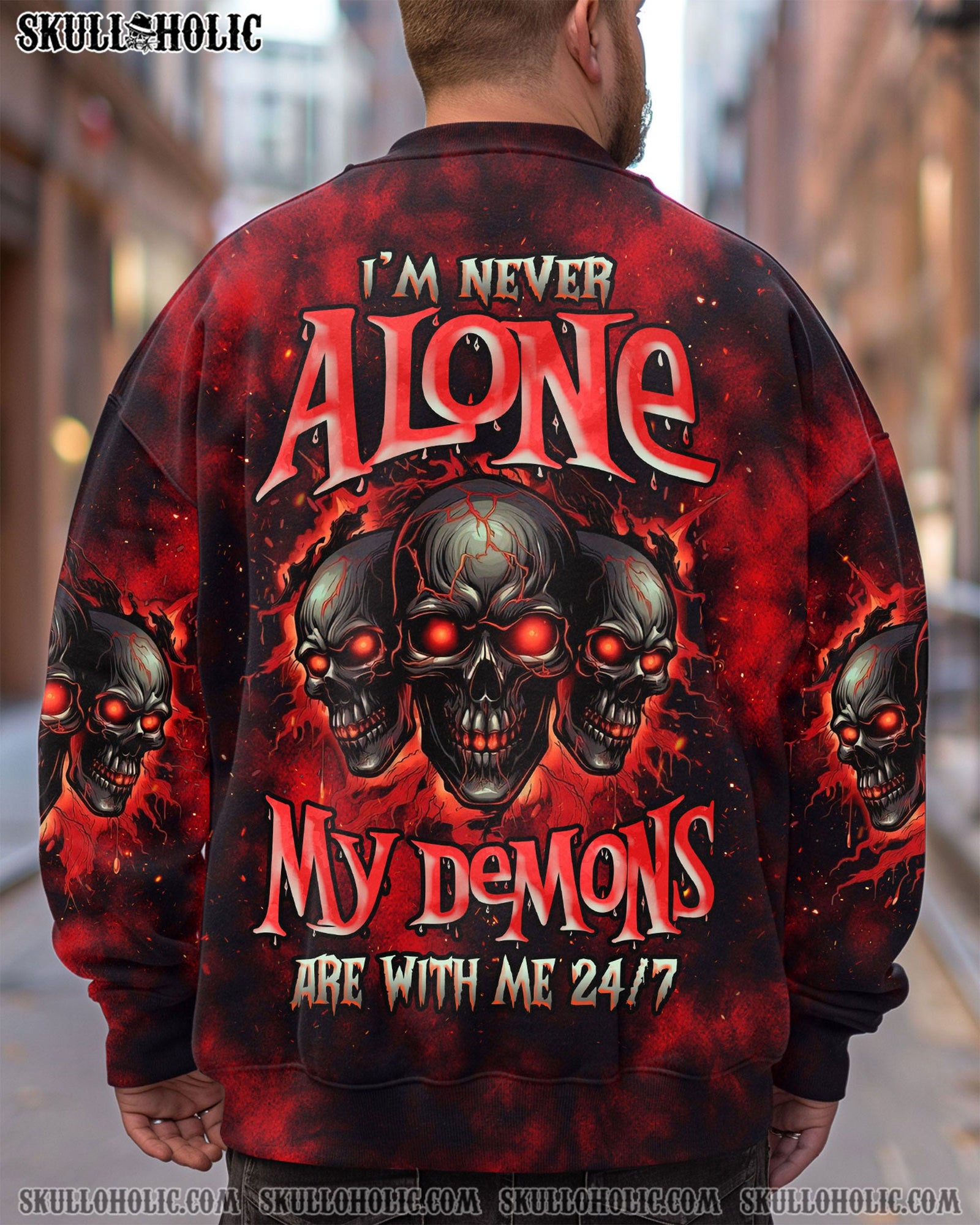 BLISSCORNERS I'M NEVER ALONE MY DEMONS ARE WITH ME 24/7 TIE DYE ALL OVER PRINT