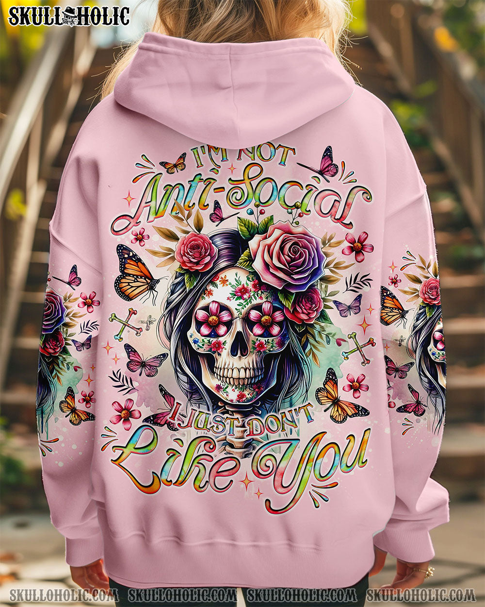 BLISSCORNERS I’M NOT ANTISOCIAL I JUST DON’T LIKE YOU SKULL ALL OVER PRINT
