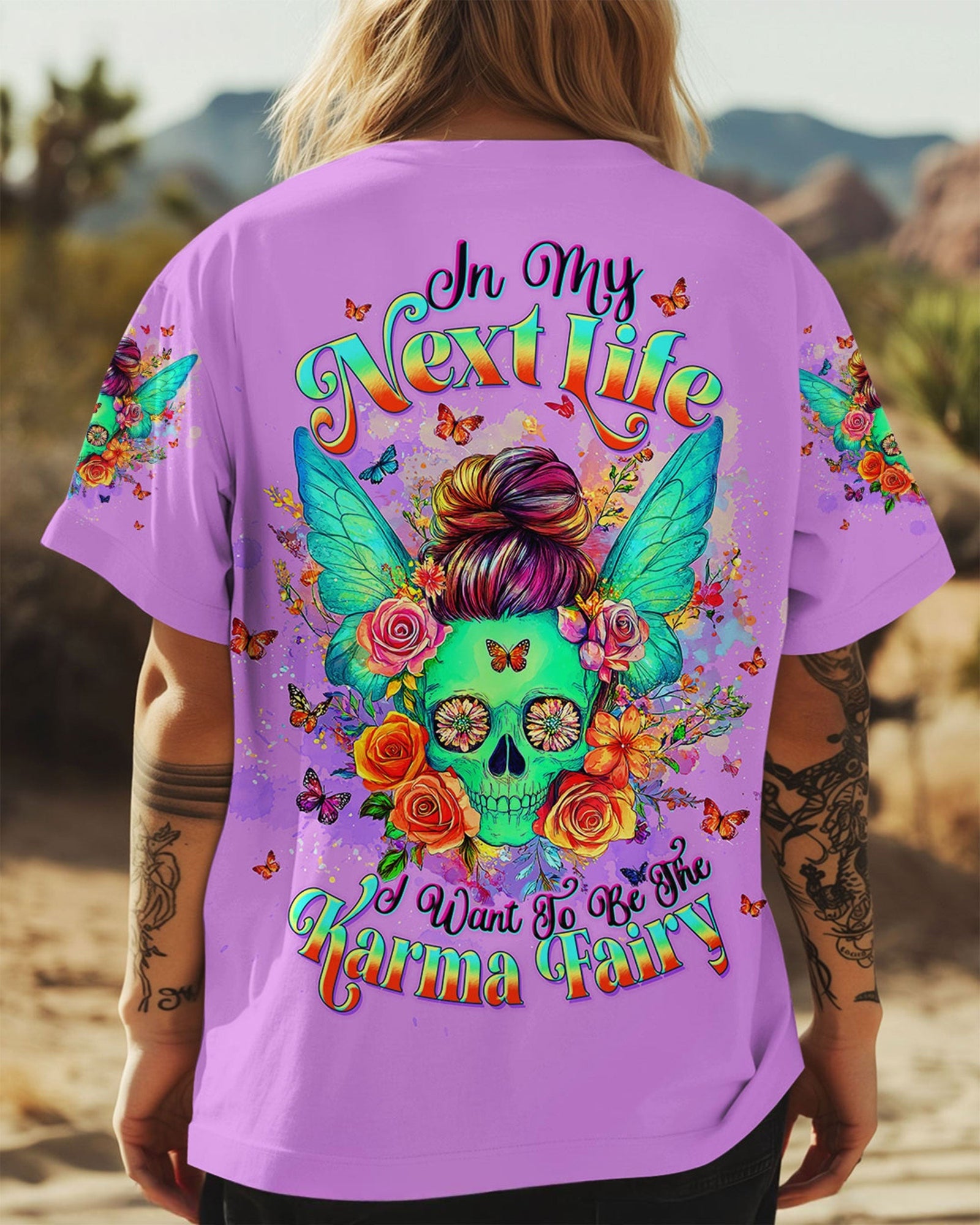 BLISSCORNERS KARMA FAIRY SKULL MESSY BUN ALL OVER PRINT