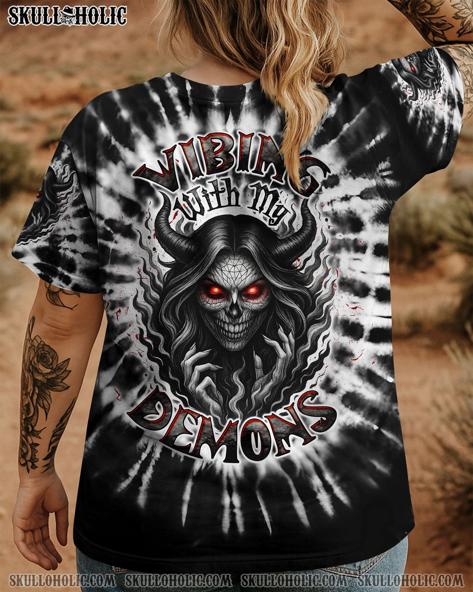 BLISSCORNERS VIBING WITH MY DEMONS TIE DYE ALL OVER PRINT