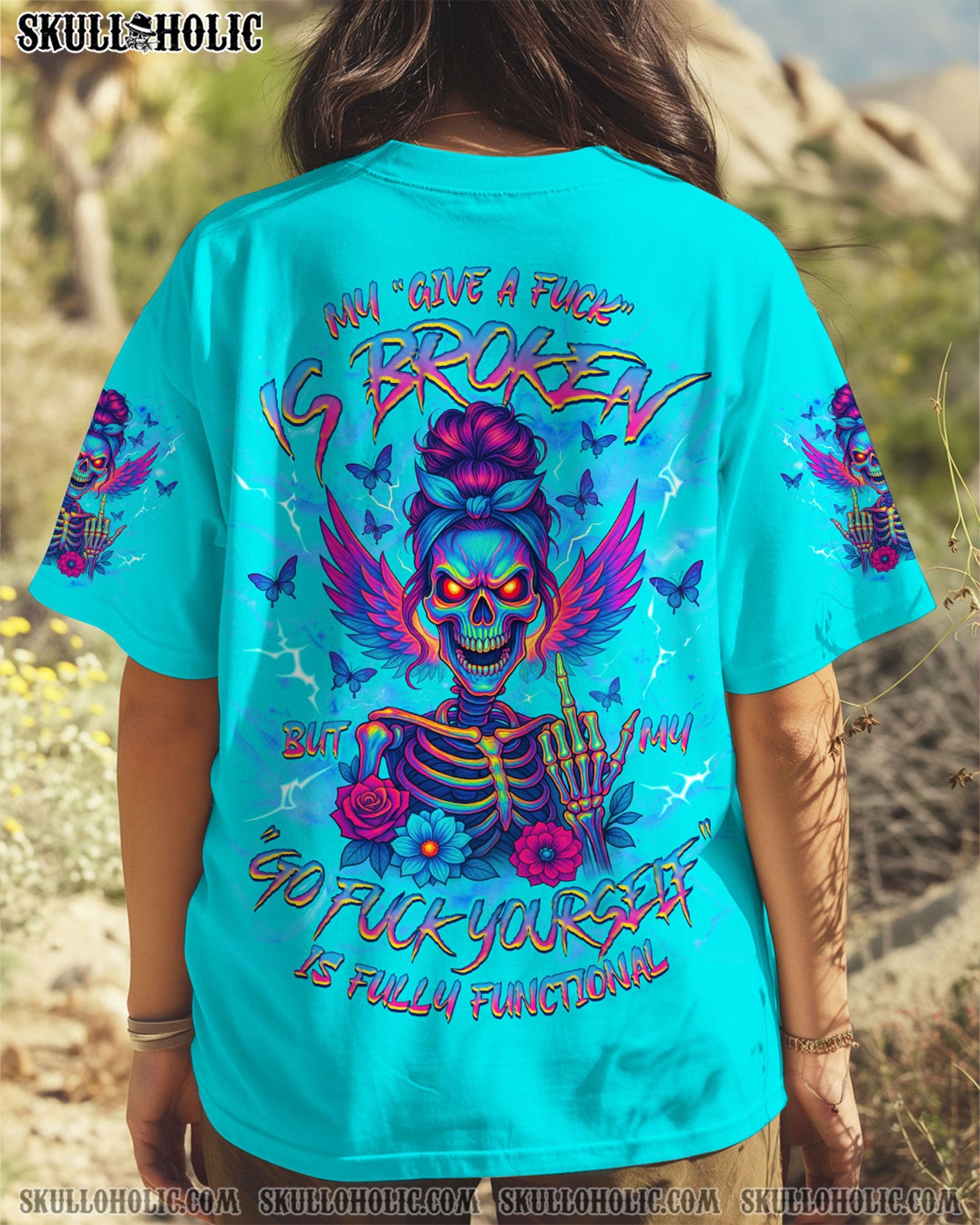 BLISSCORNERS MY GIVE A F IS BROKEN SKULL WINGS ALL OVER PRINT