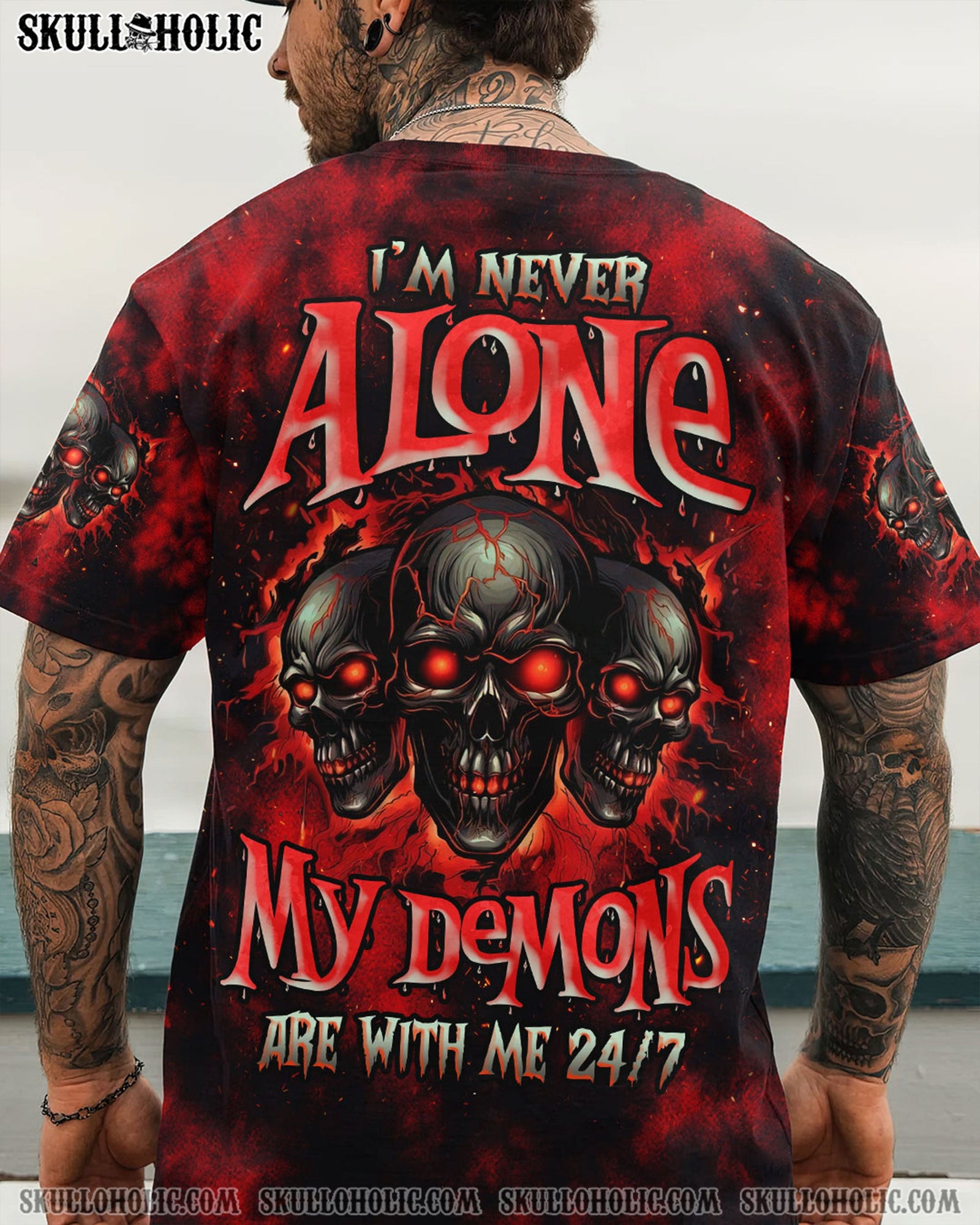 BLISSCORNERS I'M NEVER ALONE MY DEMONS ARE WITH ME 24/7 TIE DYE ALL OVER PRINT