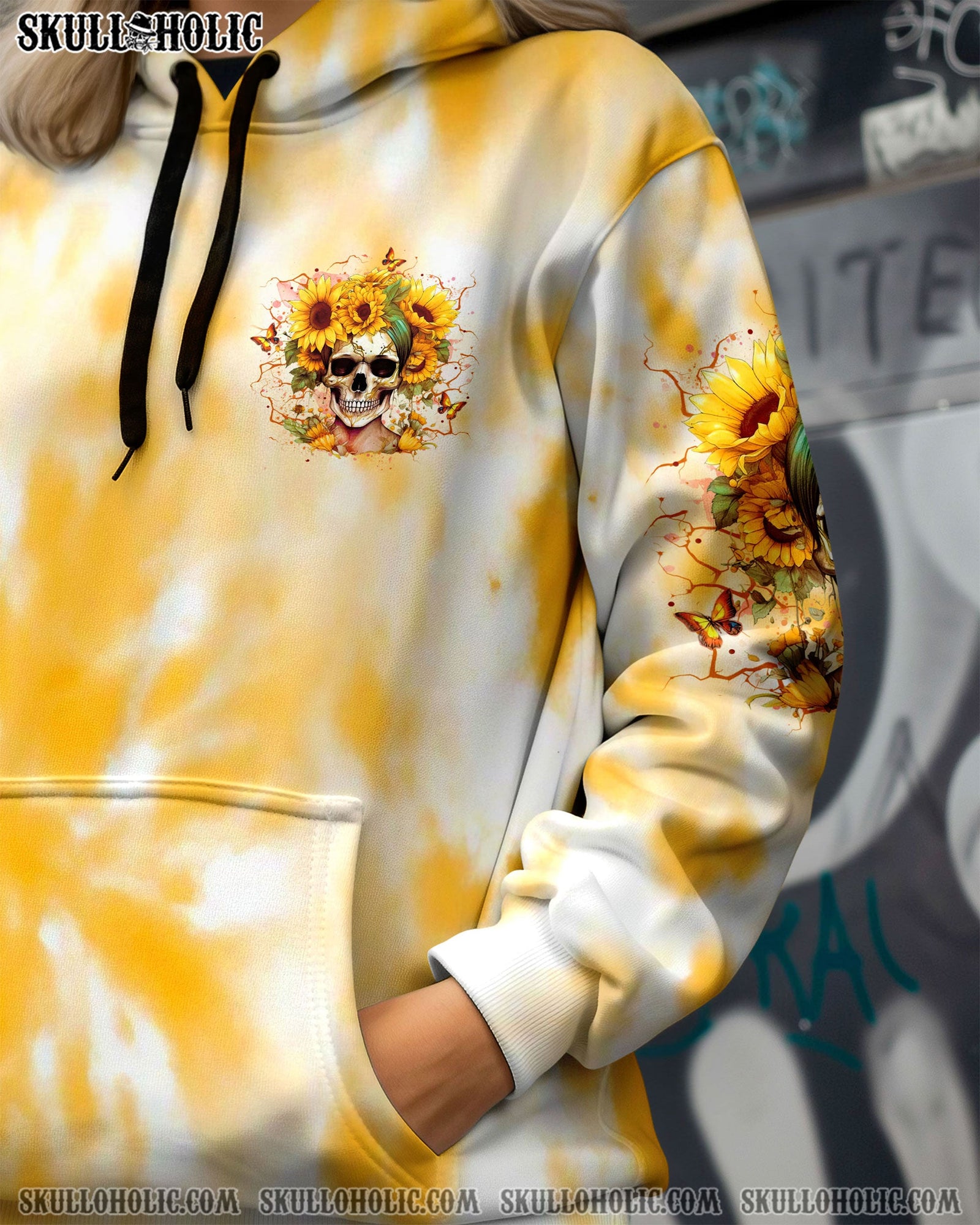 BLISSCORNERS SHE IS SUNSHINE SKULL SUNFLOWER ALL OVER PRINT