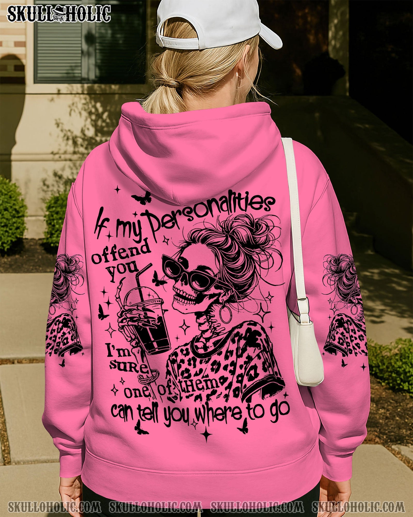 BLISSCORNERS SORRY FOR WHAT MY FACE SAID SKULL MESSY BUN ALL OVER PRINT - TLTW2710252
