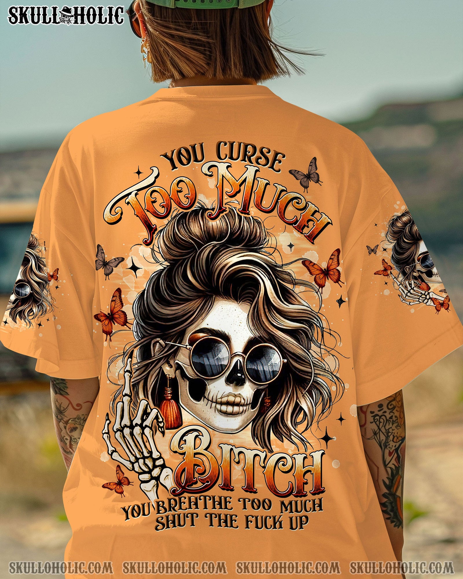 BLISSCORNERS YOU CURSE TOO MUCH SKULL LADY ALL OVER PRINT