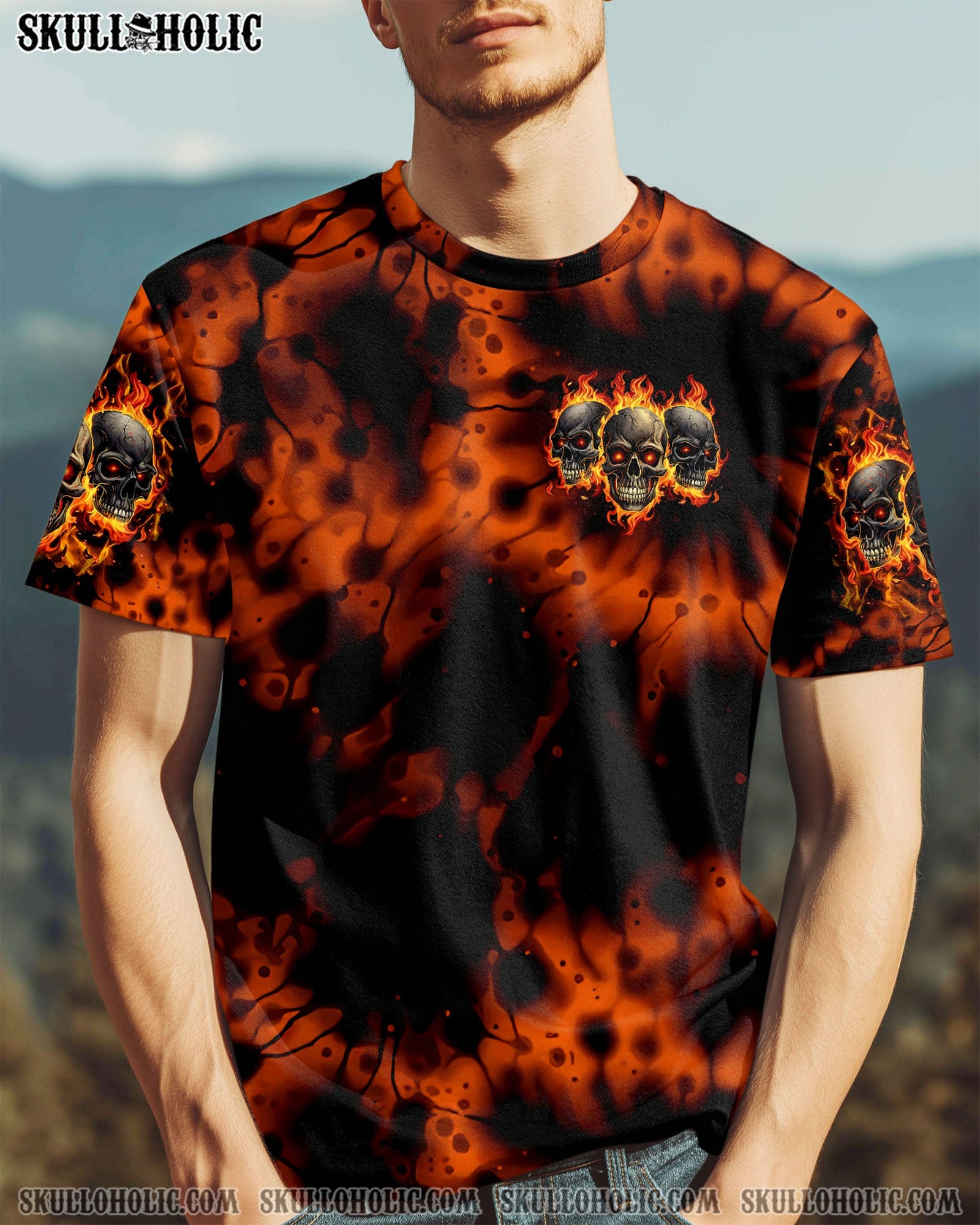 BLISSCORNERS I HAVE 3 SIDES 3 SKULLS TIE DYE ALL OVER PRINT