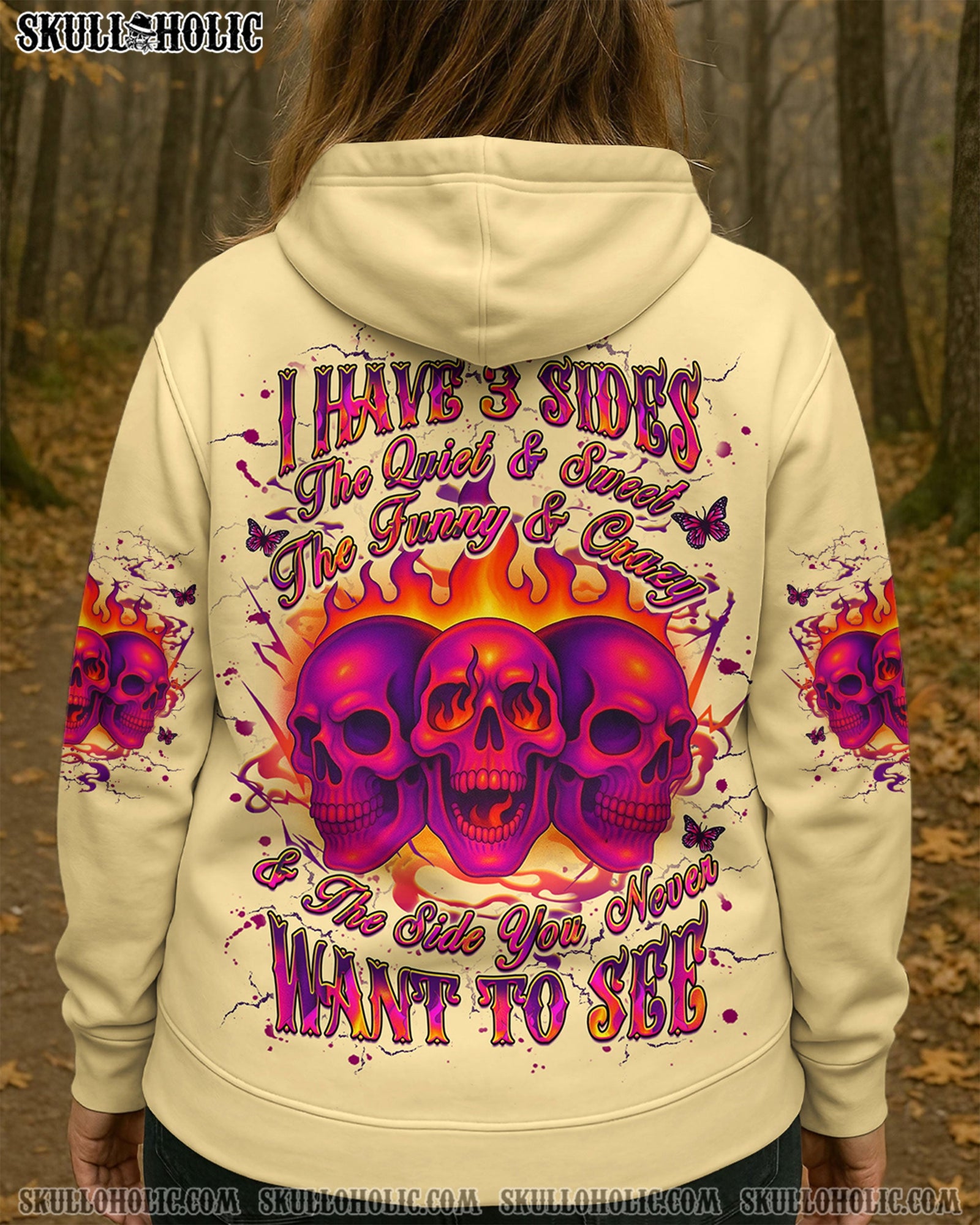 BLISSCORNERS I HAVE 3 SIDES 3 SKULLS ALL OVER PRINT