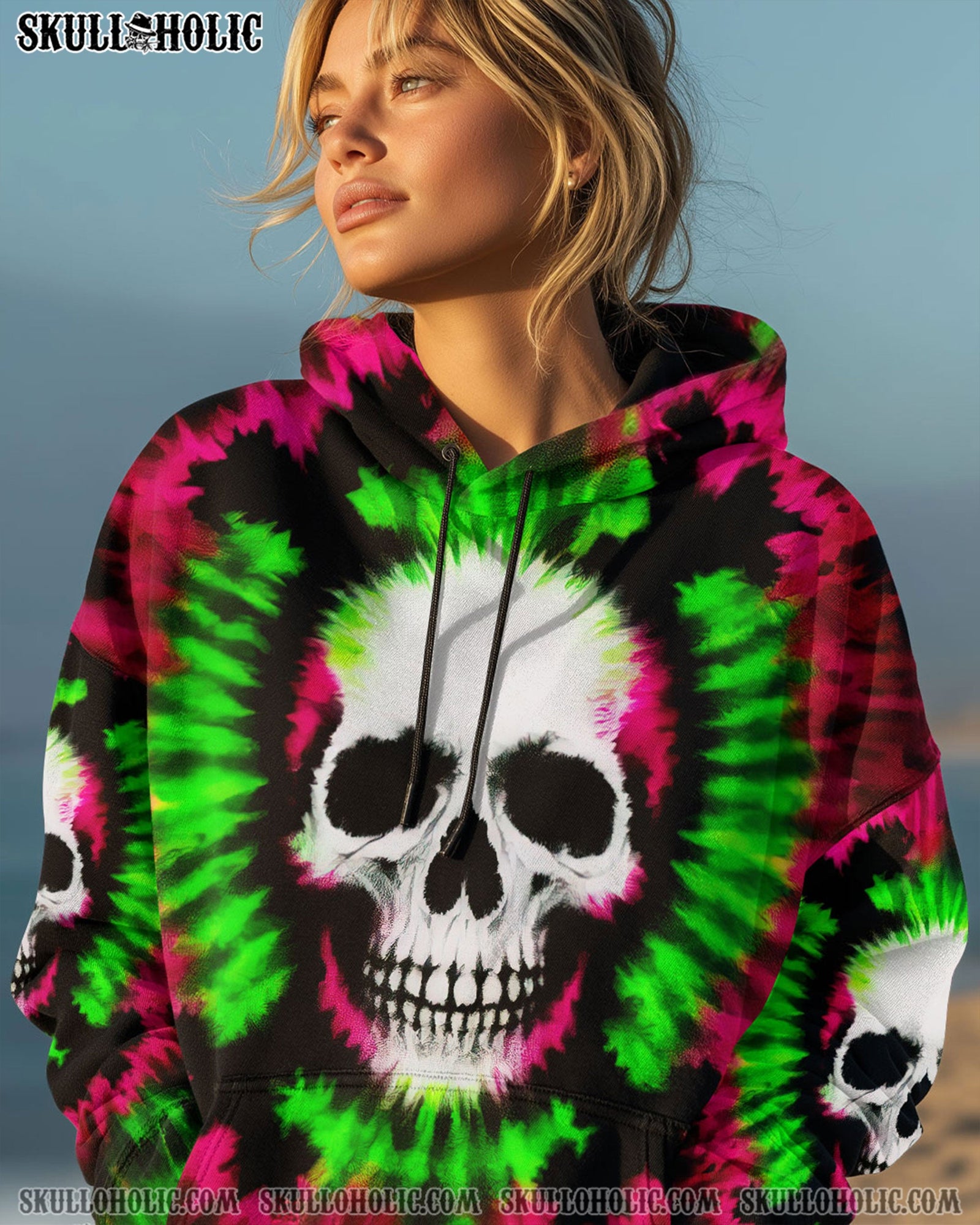 BLISSCORNERS CROSSBONES SKULL TIE DYE HAND DYED ALL OVER PRINT