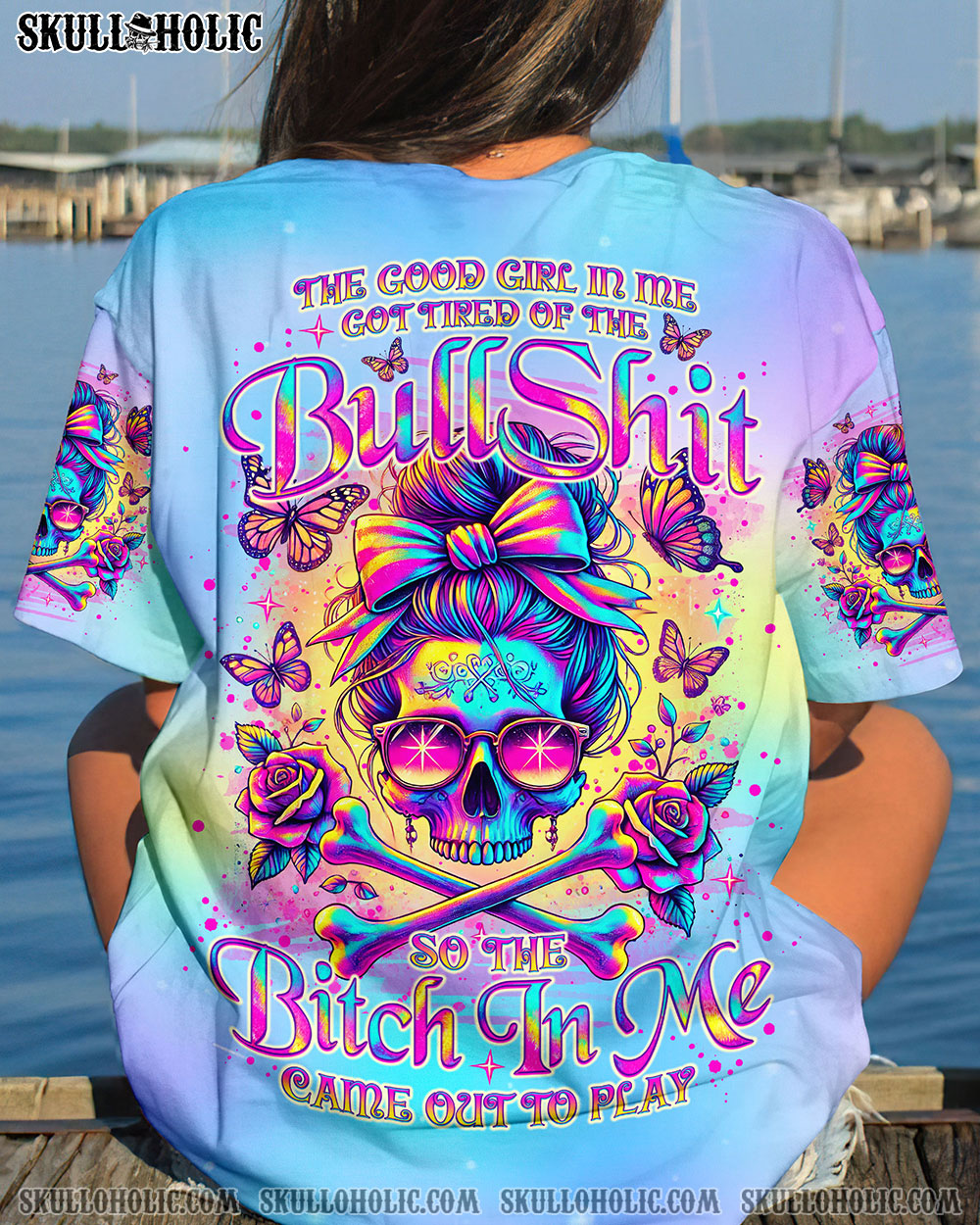 BLISSCORNERS IT'S GOING TO BE ONE OF THOSE DAYS SKULL MESSY BUN ALL OVER PRINT